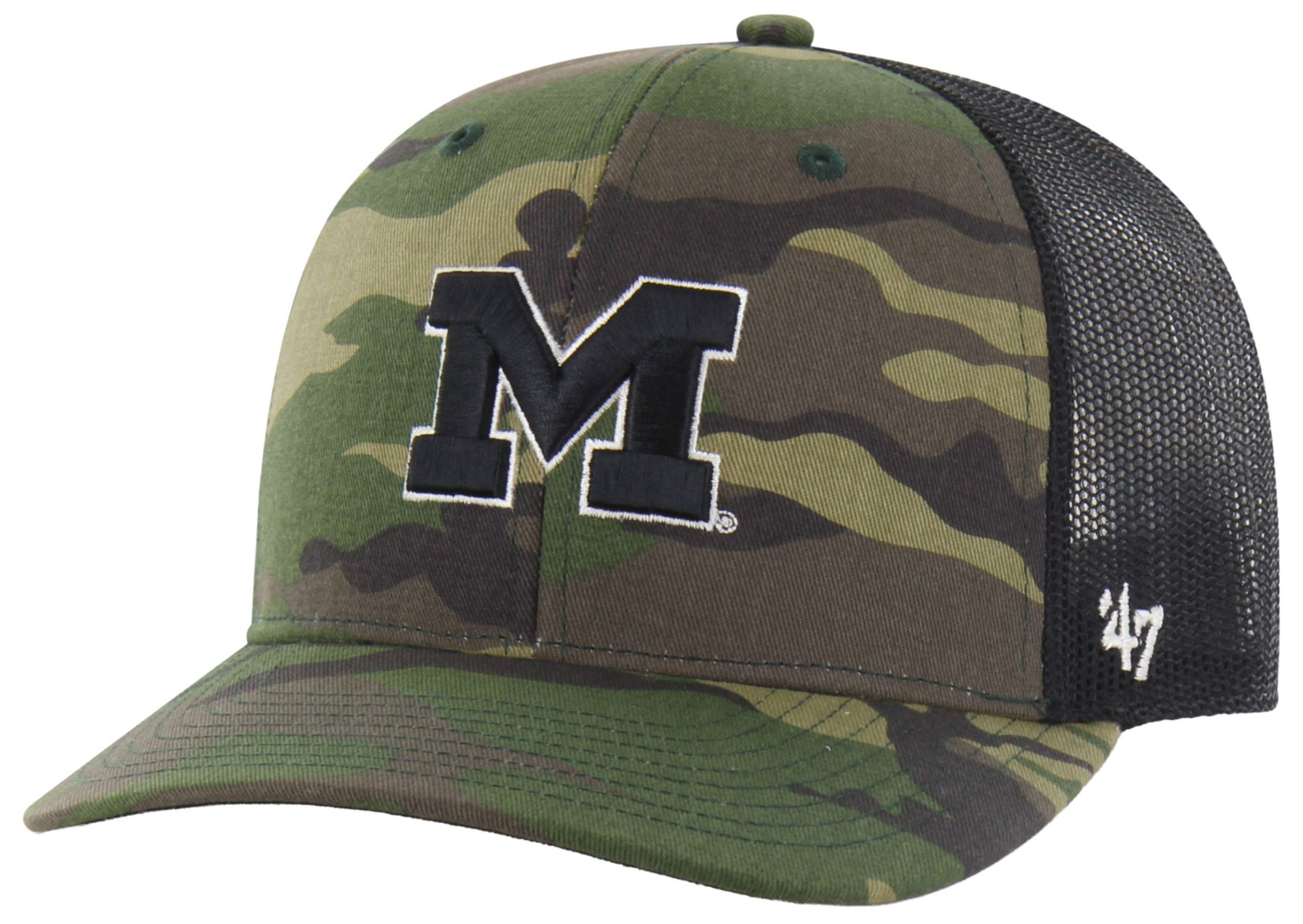 '47 Adult Michigan Wolverines Camo Trucker Adjustable Hat
