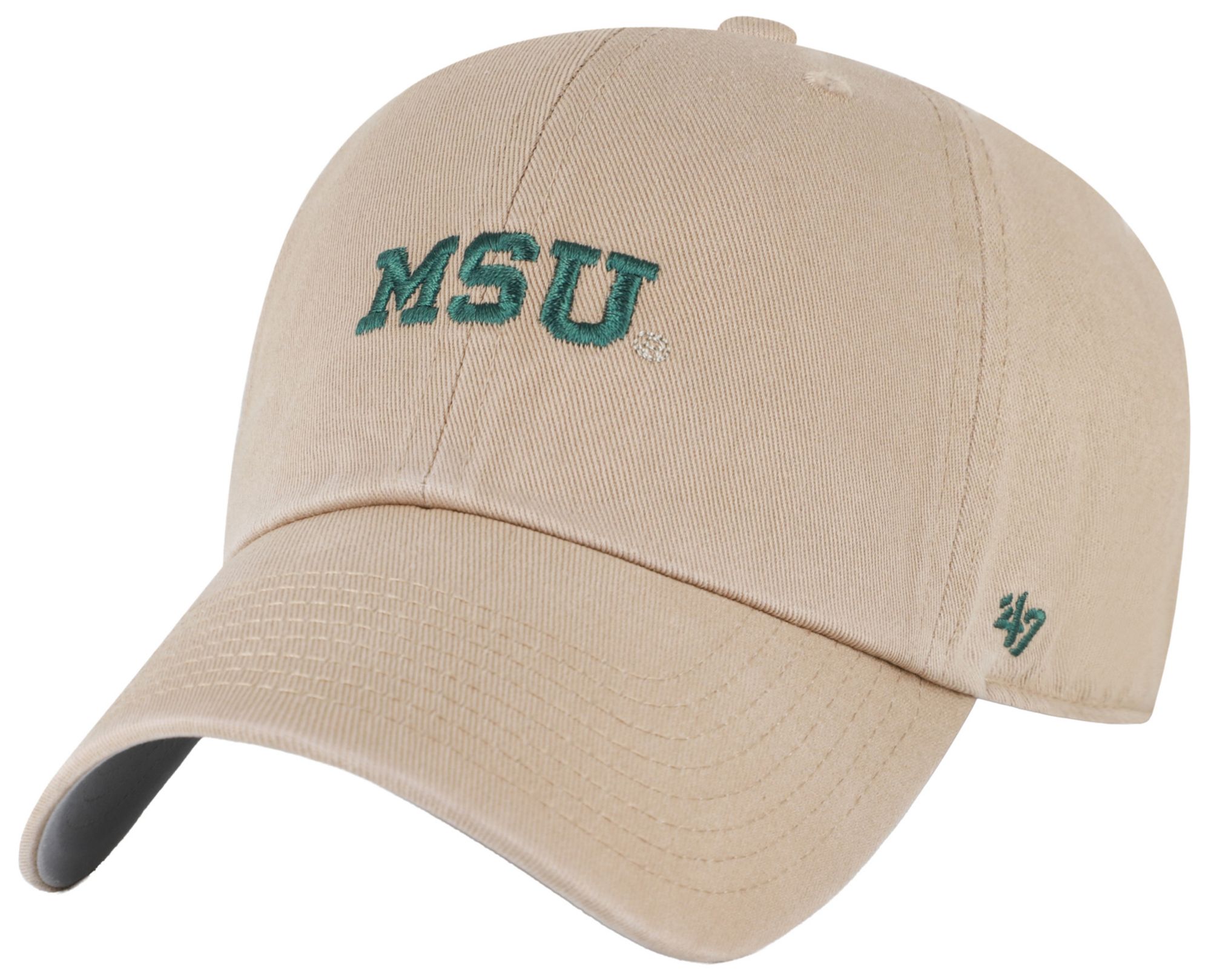 '47 Adult Michigan State Spartans Khaki Baserunner Script Clean Up Adjustable Hat