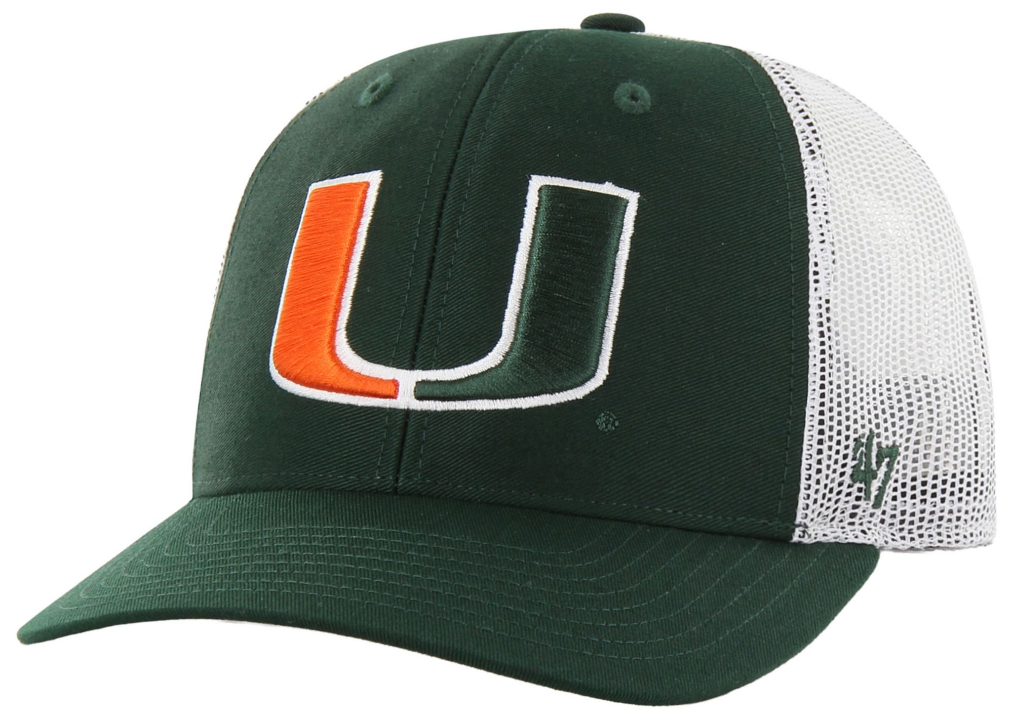 '47 Adult Miami Hurricanes Dark Green Logo Adjustable Trucker Hat