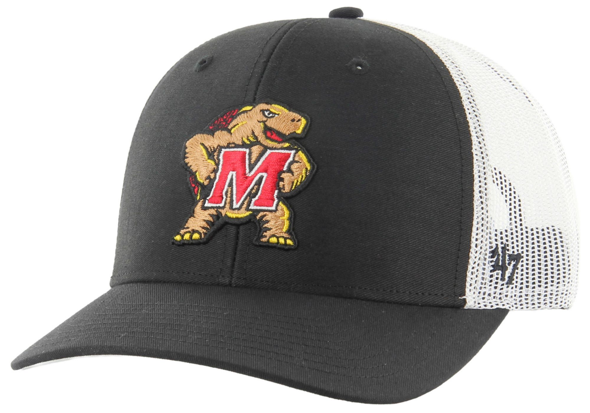 '47 Adult Maryland Terrapins Black Logo Adjustable Trucker Hat