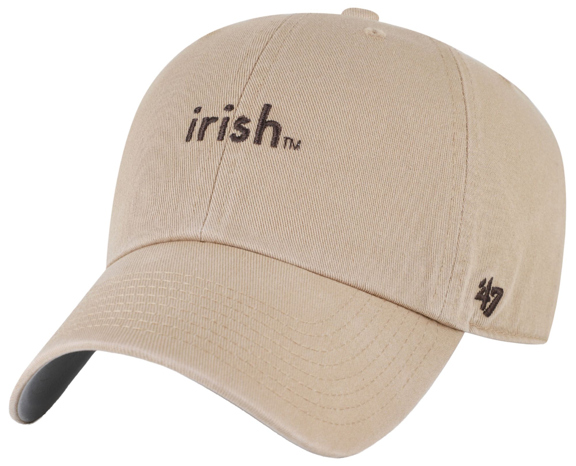 '47 Adult Notre Dame Fighting Irish Khaki Baserunner Script Clean Up Adjustable Hat