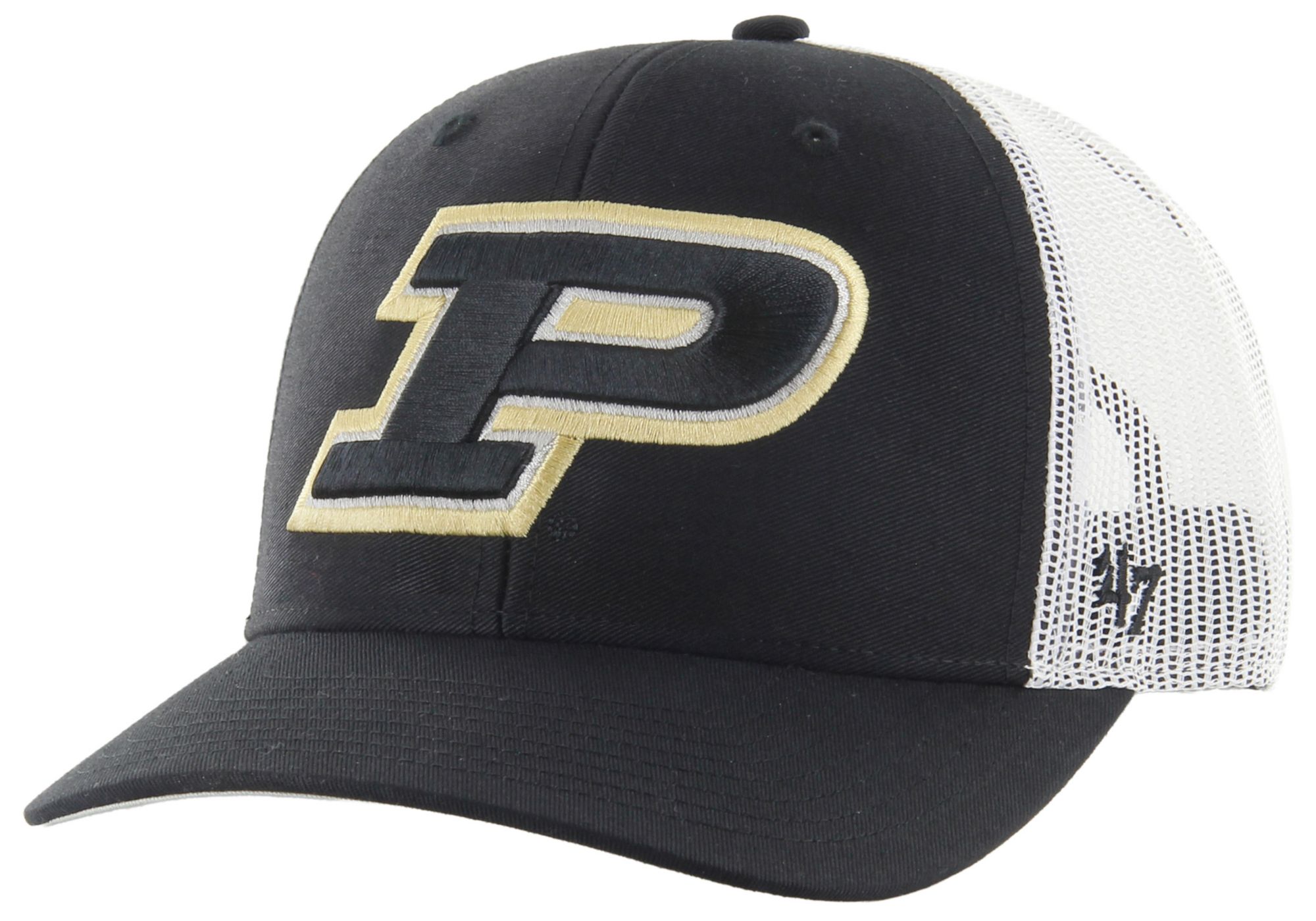 '47 Adult Purdue Boilermakers Black Logo Adjustable Trucker Hat