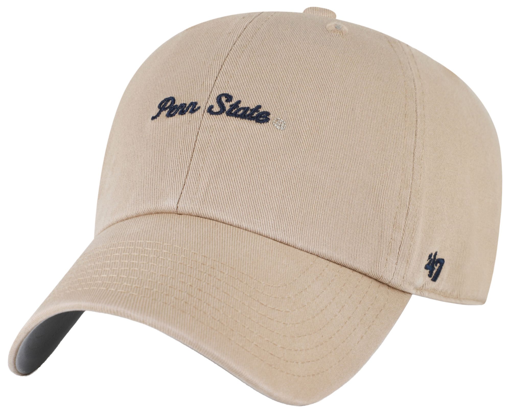'47 Adult Penn State Nittany Lions Khaki Baserunner Script Clean Up Adjustable Hat