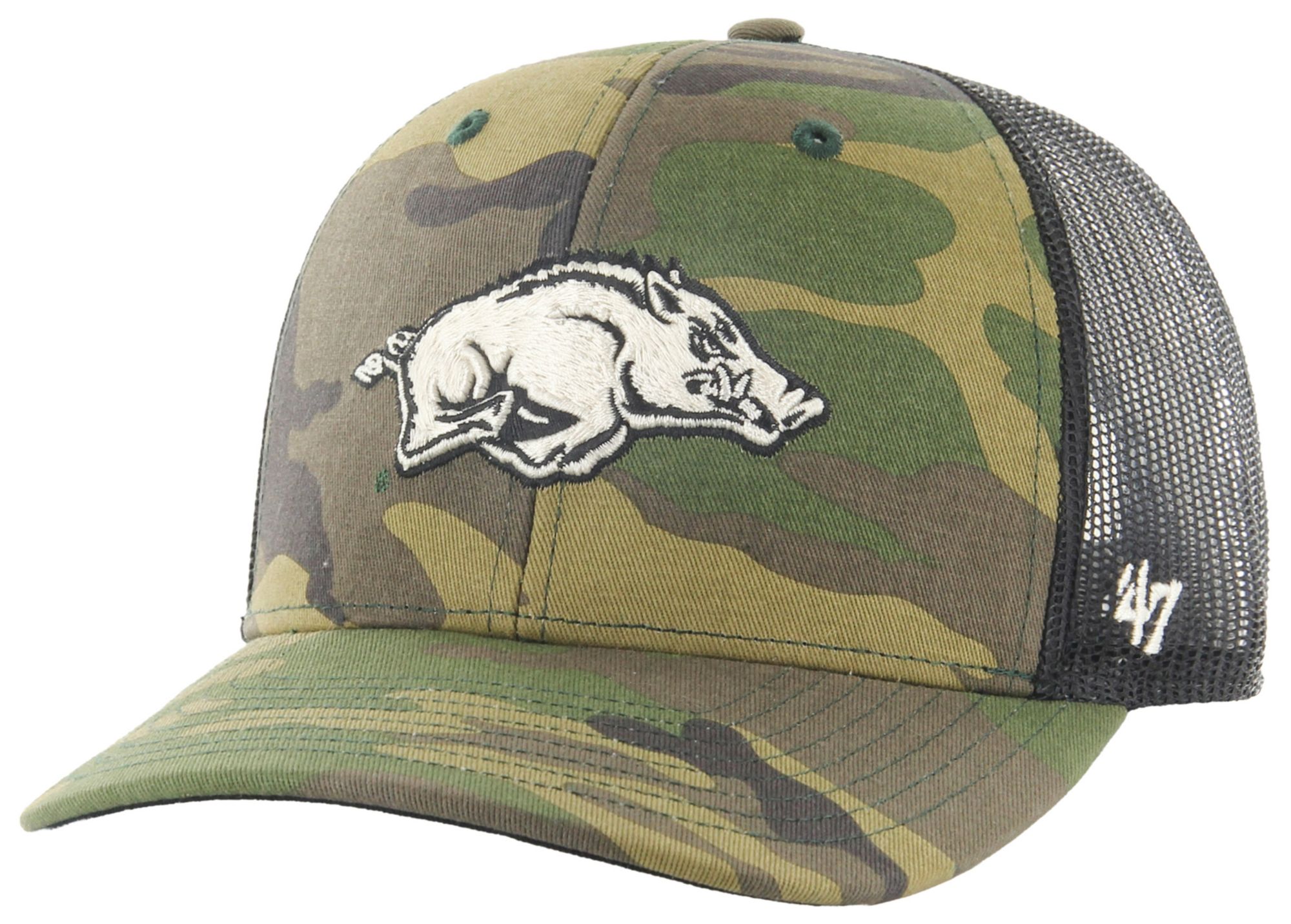 '47 Adult Arkansas Razorbacks Camo Trucker Adjustable Hat