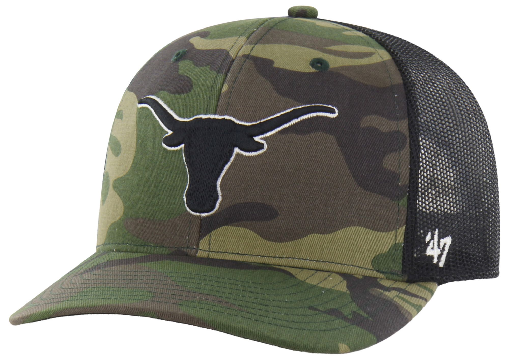 '47 Adult Texas Longhorns Camo Trucker Adjustable Hat