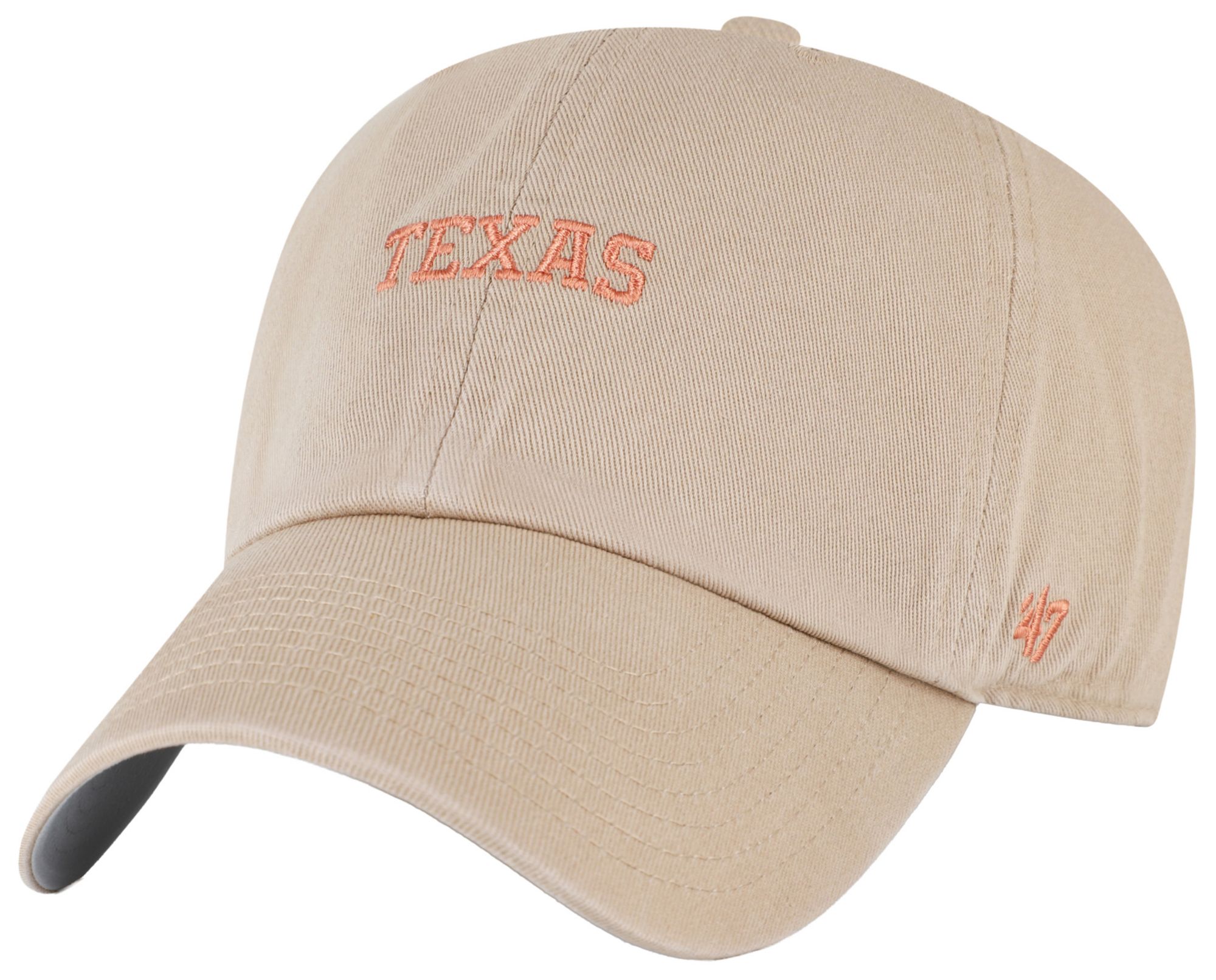 '47 Adult Texas Longhorns Khaki Baserunner Script Clean Up Adjustable Hat