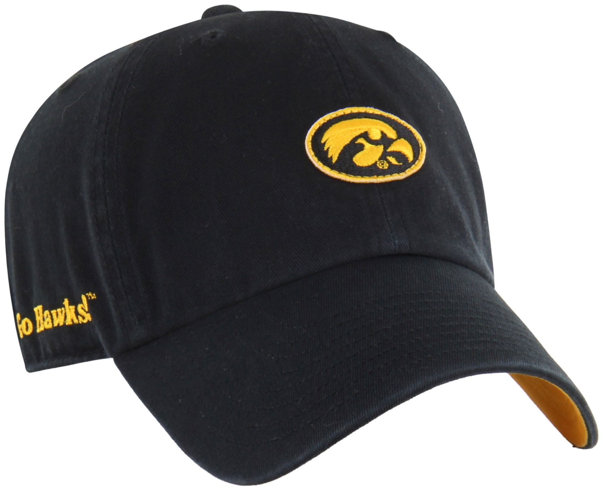 '47 Adult Iowa Hawkeyes Black Micro Logo Clean Up Adjustable Hat