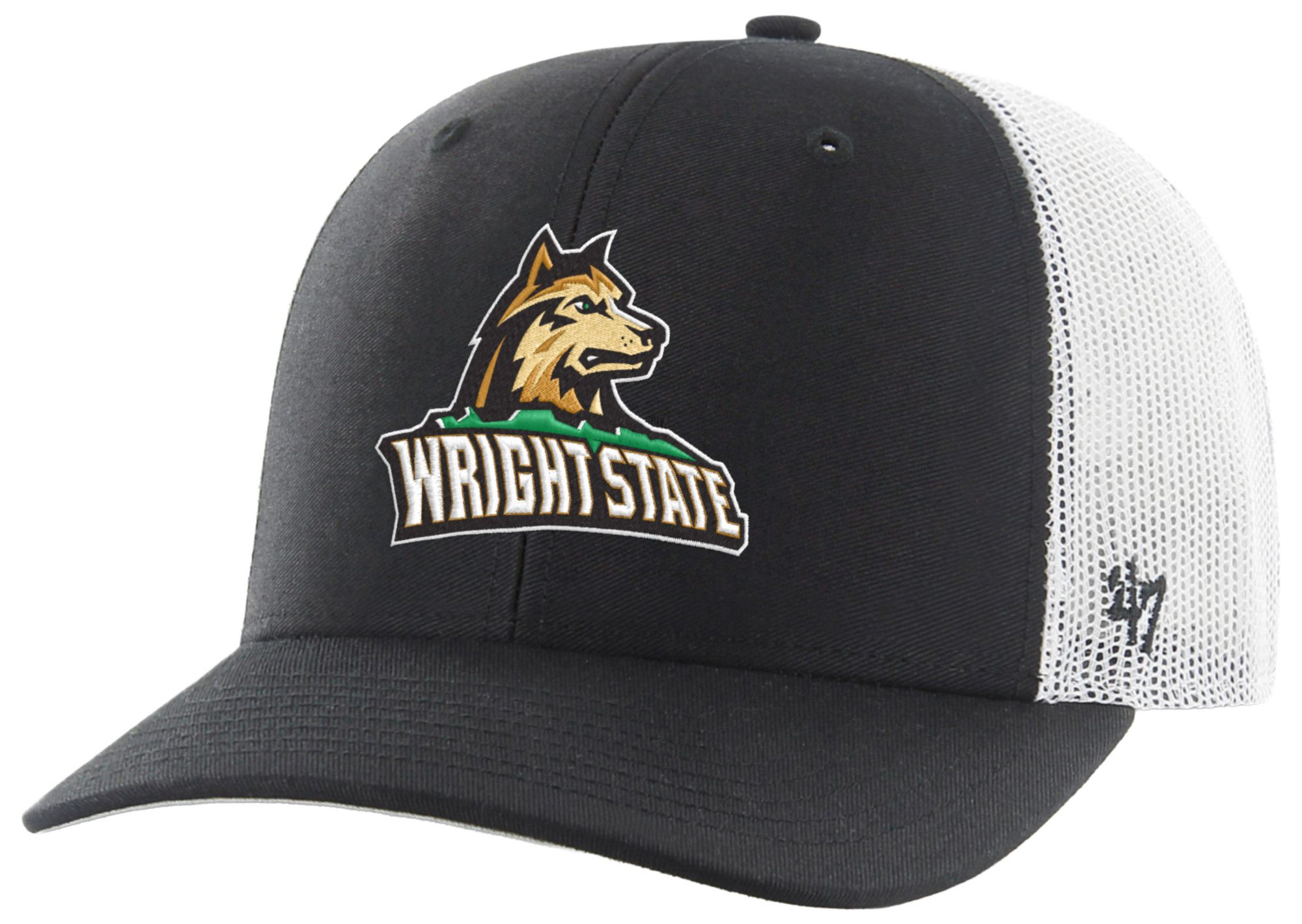 '47 Adult Wright State Raiders Black Logo Adjustable Trucker Hat