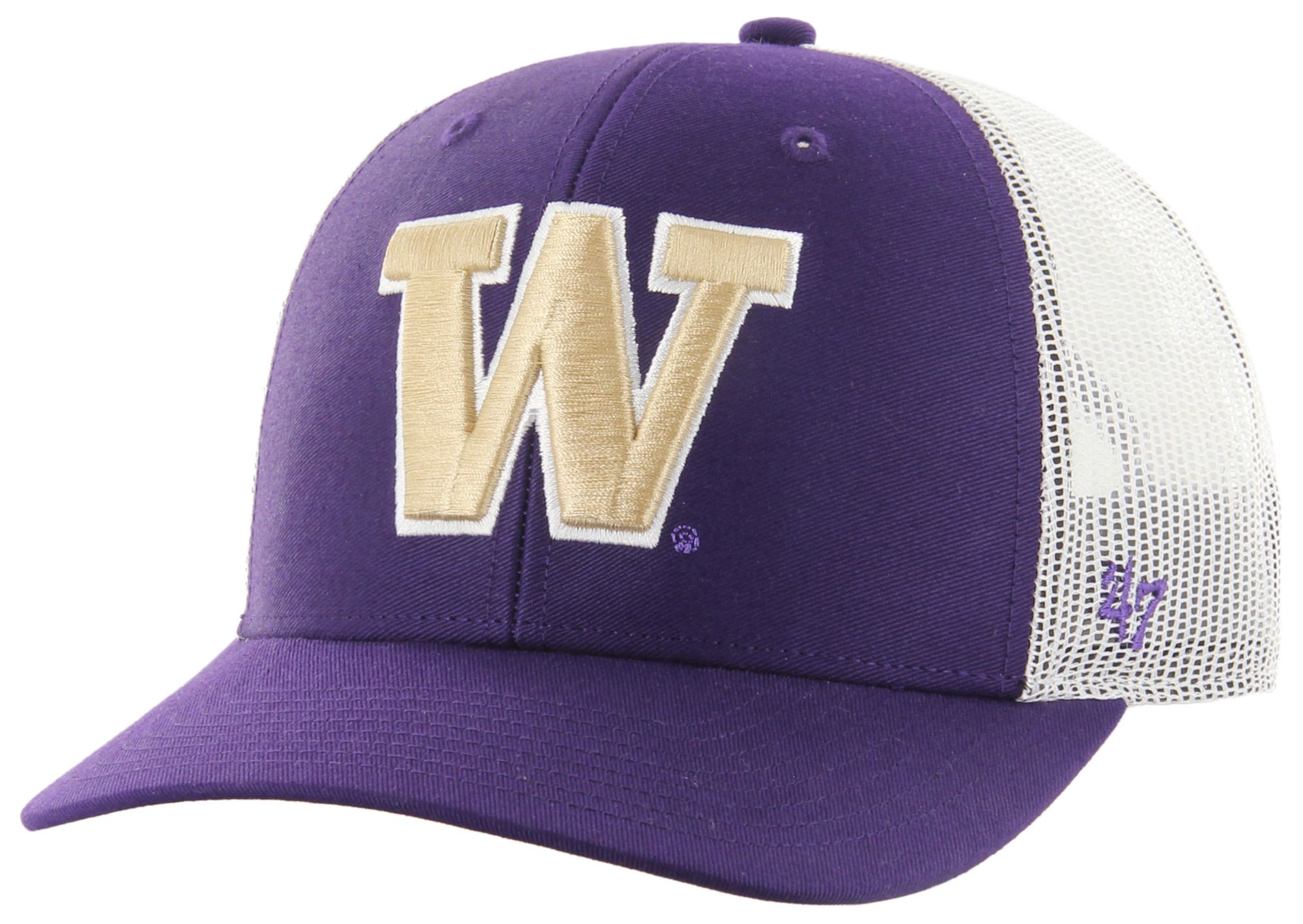 '47 Adult Washington Huskies Purple Logo Adjustable Trucker Hat