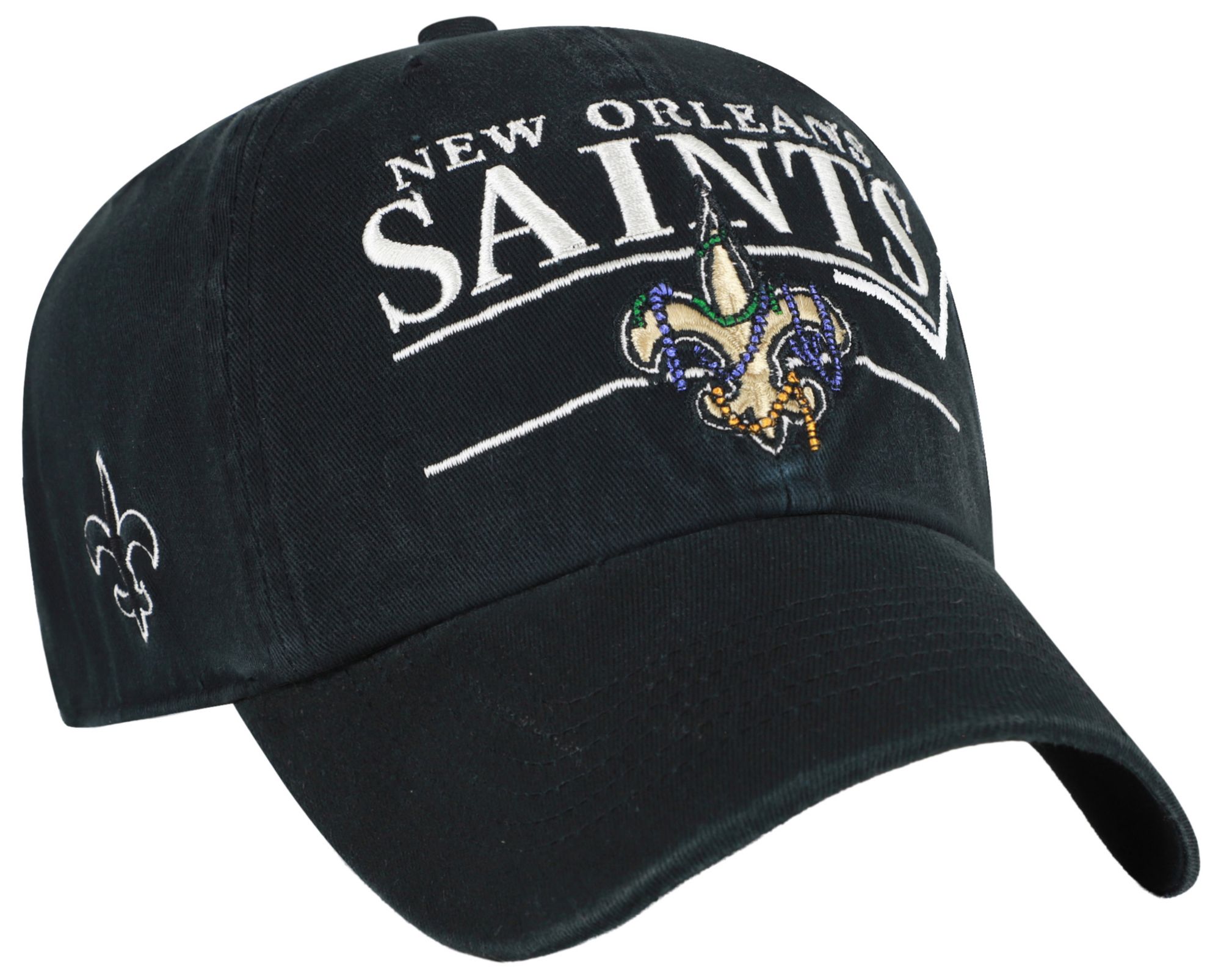 '47 Adult New Orleans Saints Black KO Clean Up Adjustable Hat