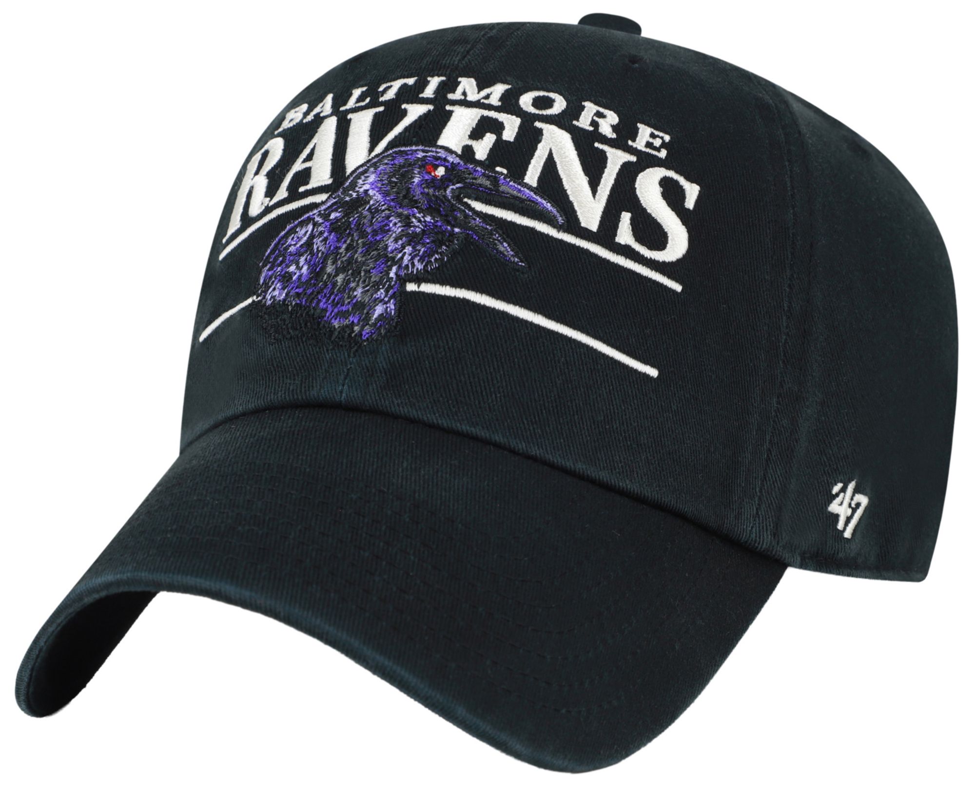 '47 Adult Baltimore Ravens Black KO Clean Up Adjustable Hat