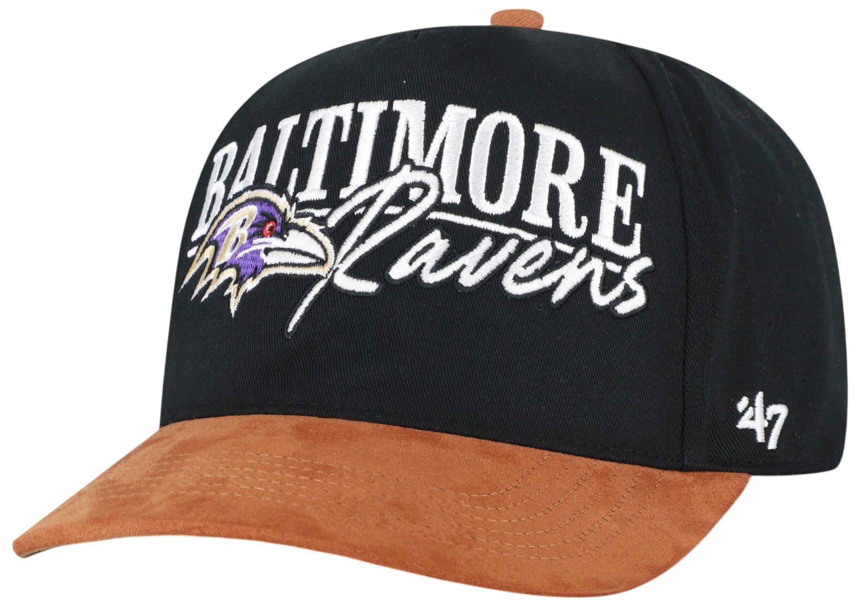 '47 Adult Baltimore Ravens Black Line Hitch Adjustable Hat