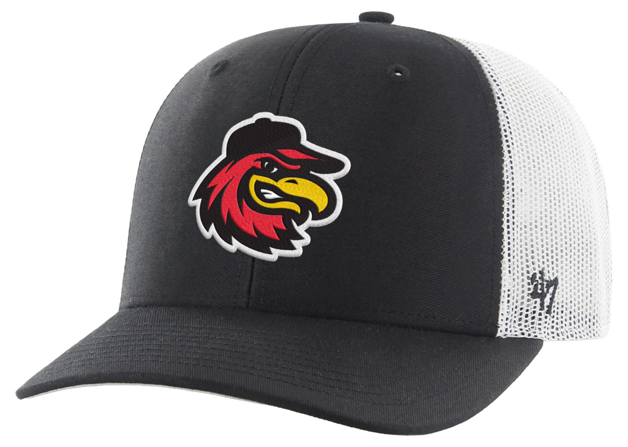 '47 Adult Rochester Red Wings Black Core Adjustable Trucker Hat
