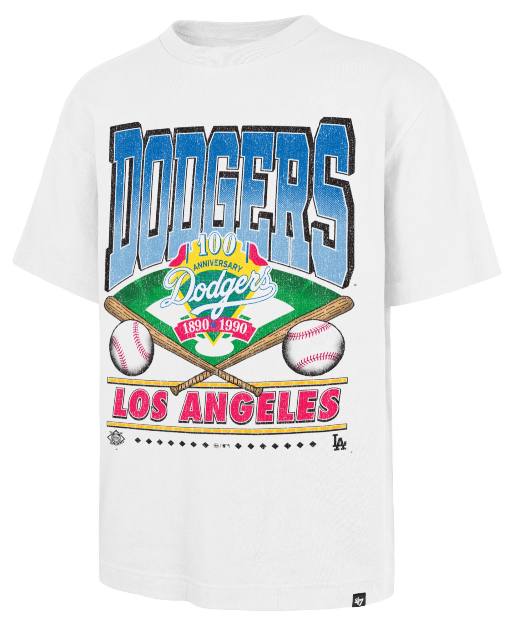 '47 Men's Los Angeles Dodgers White Cooperstown Straighshot Foundation T-Shirt