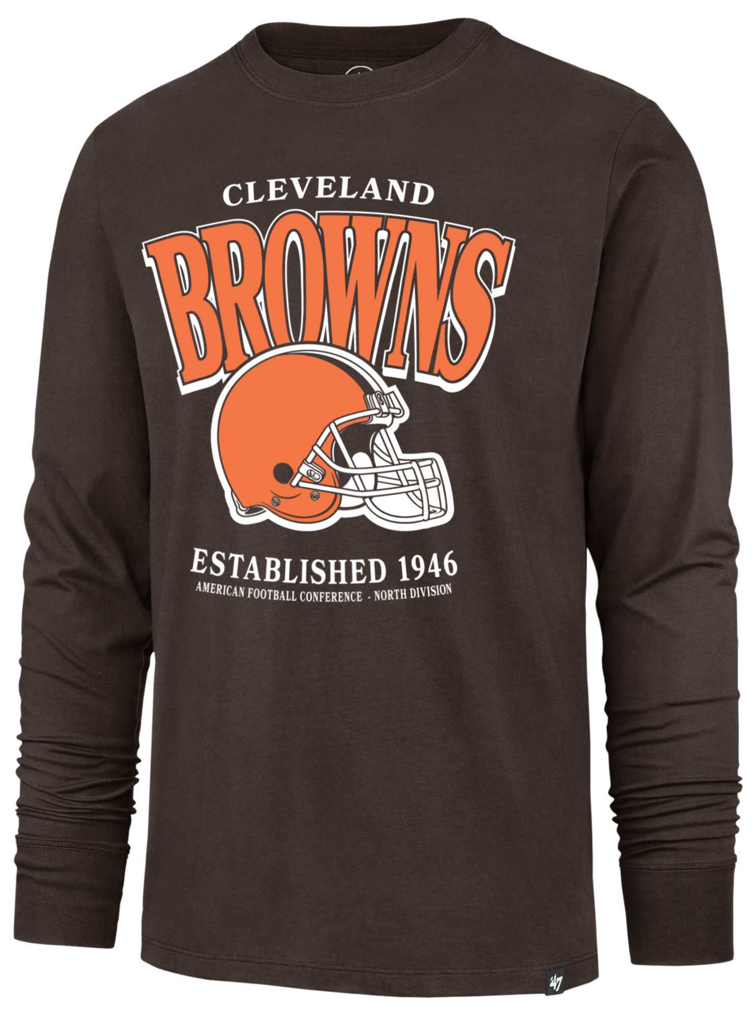 '47 Men's Cleveland Browns Brown Checkdown Long Sleeve Shirt