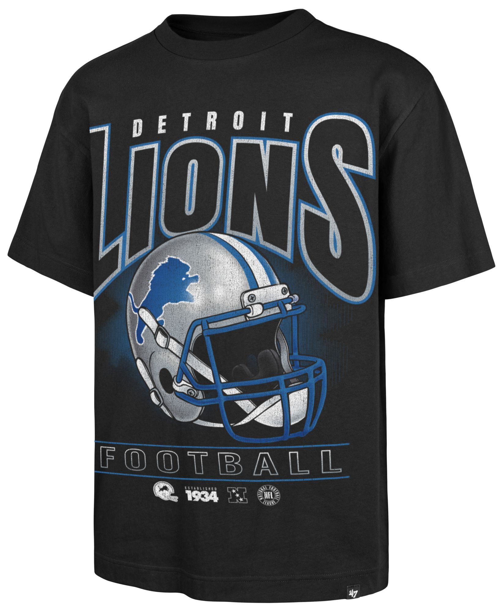 '47 Men's Detroit Lions Black Helmet T-Shirt