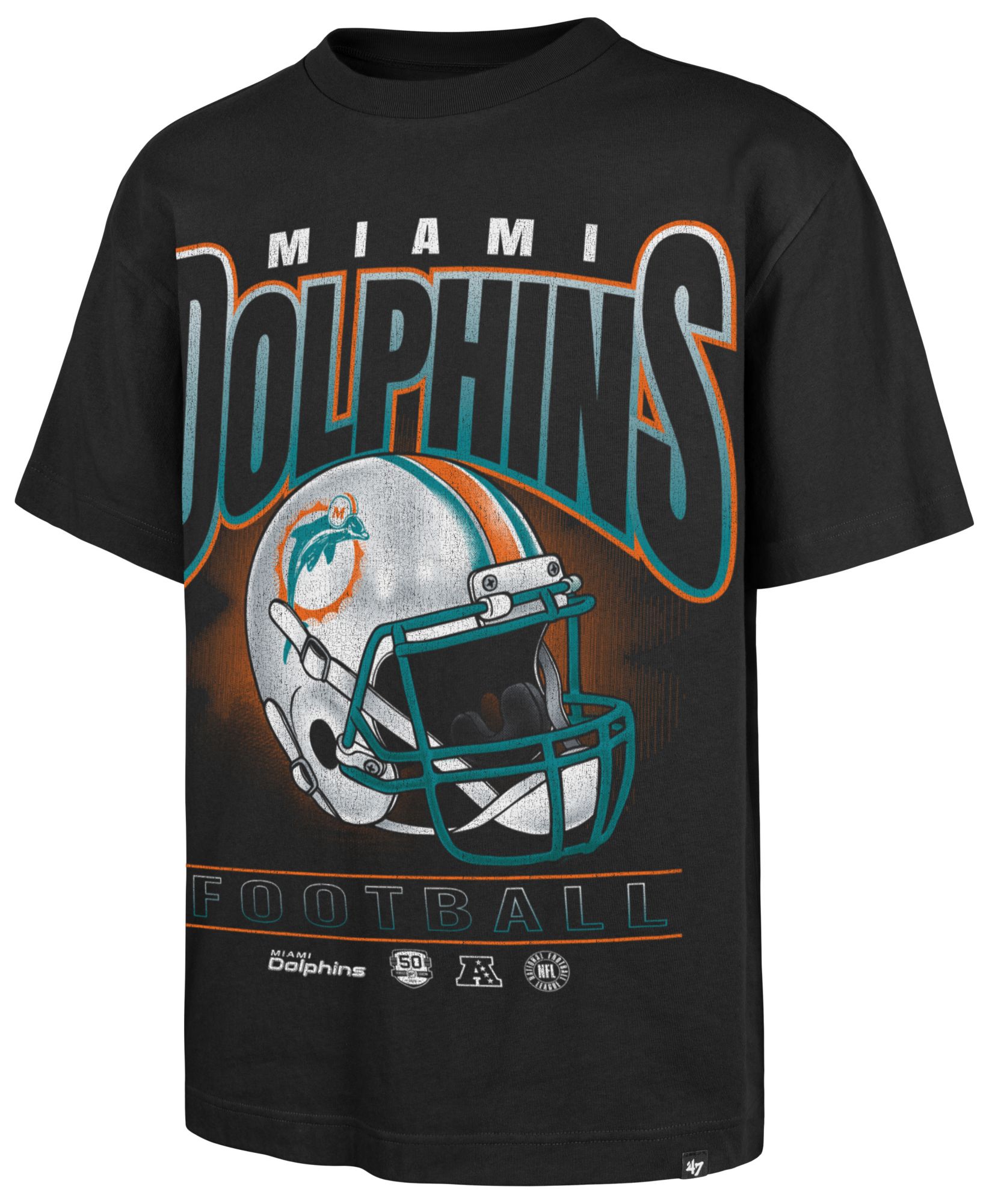 '47 Men's Miami Dolphins Black Helmet T-Shirt