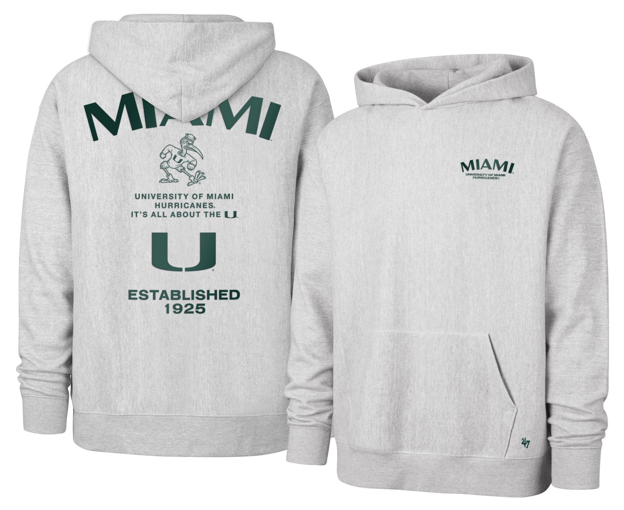 '47 Men's Miami Hurricanes 2 Hit Foundation Hoodie