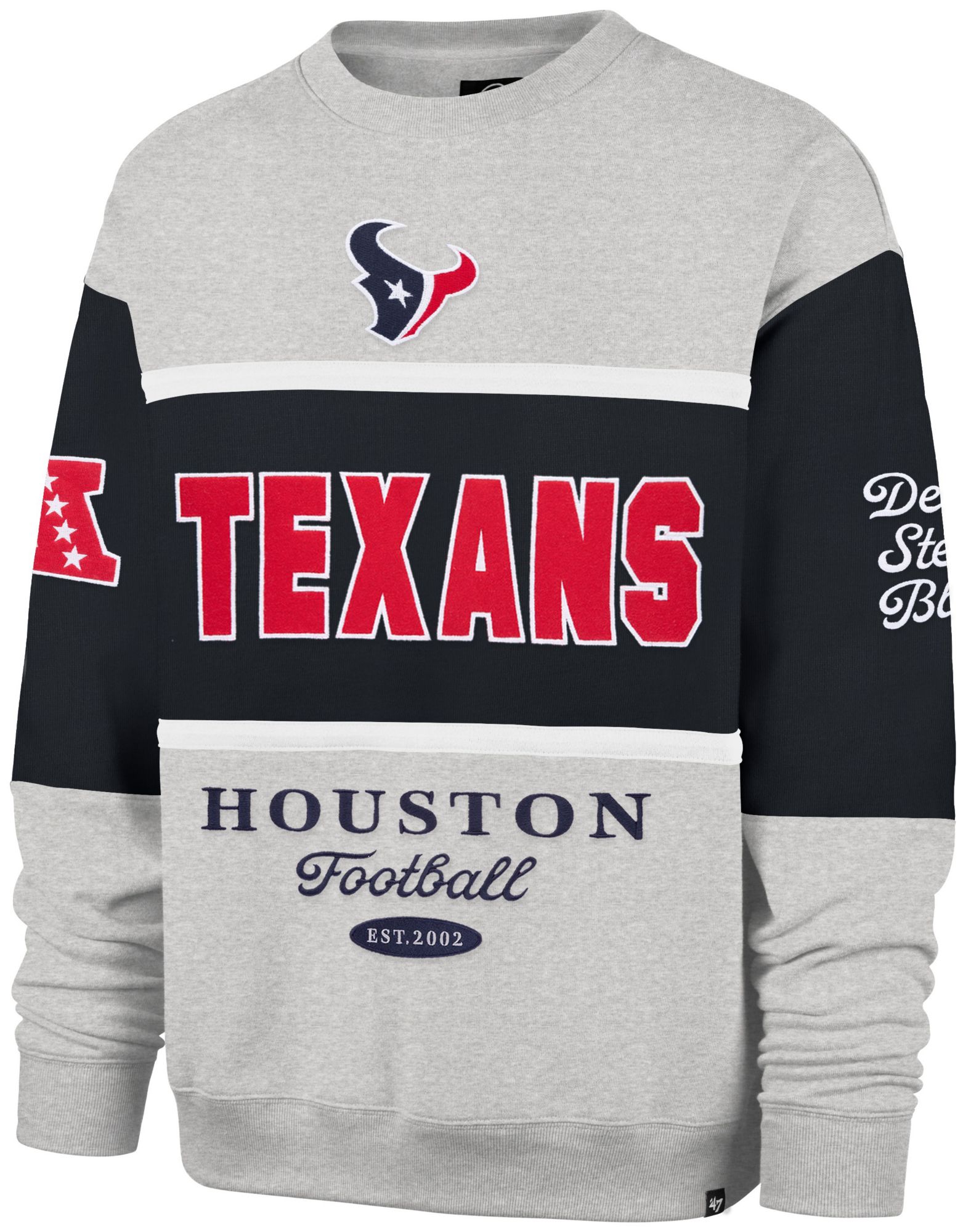 '47 Men's Houston Texans Blockfield Crewneck Sweatshirt