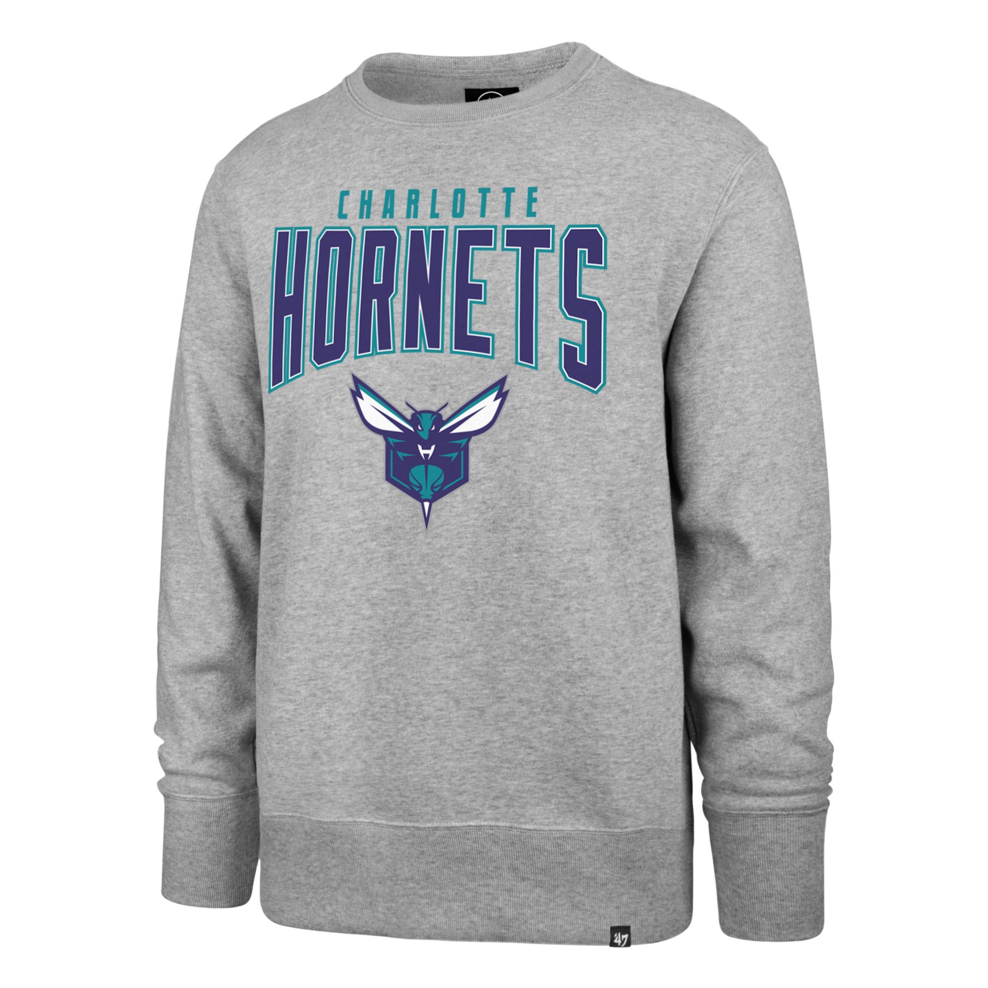 '47 Men's Charlotte Hornets Grey Arch Headline Crewneck Sweatshirt