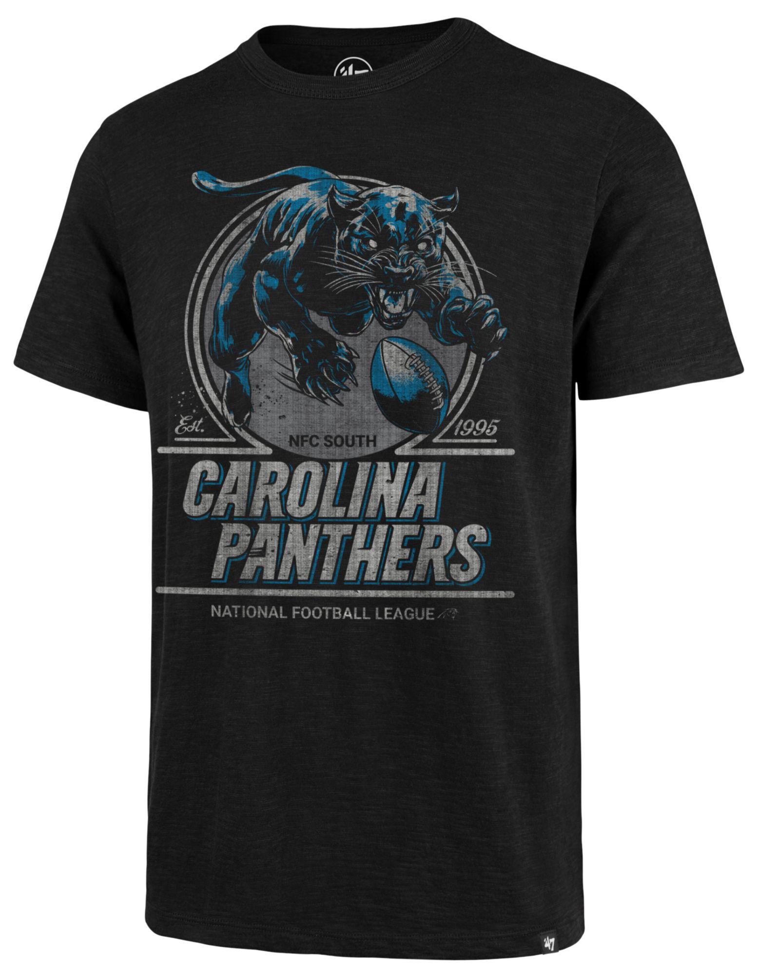 '47 Men's Carolina Panthers Jet Black Mascot Scrum T-Shirt