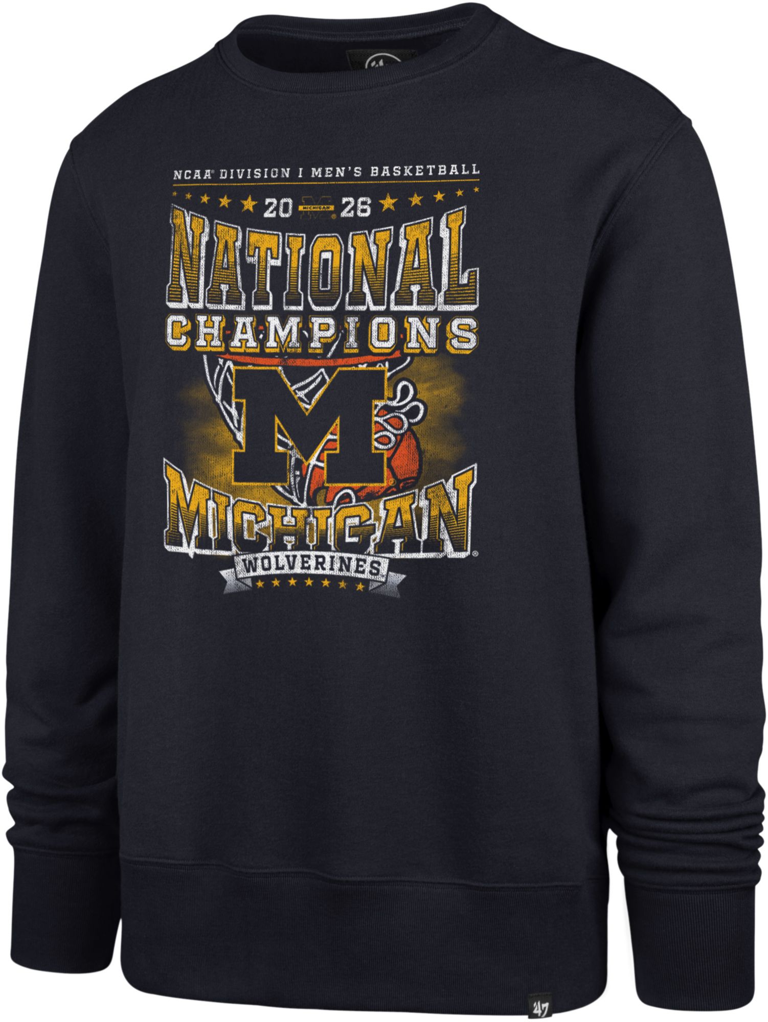 47 Adult 2026 Men's Basketball National Champions Michigan Wolverines Headline Crew Sweatshirt