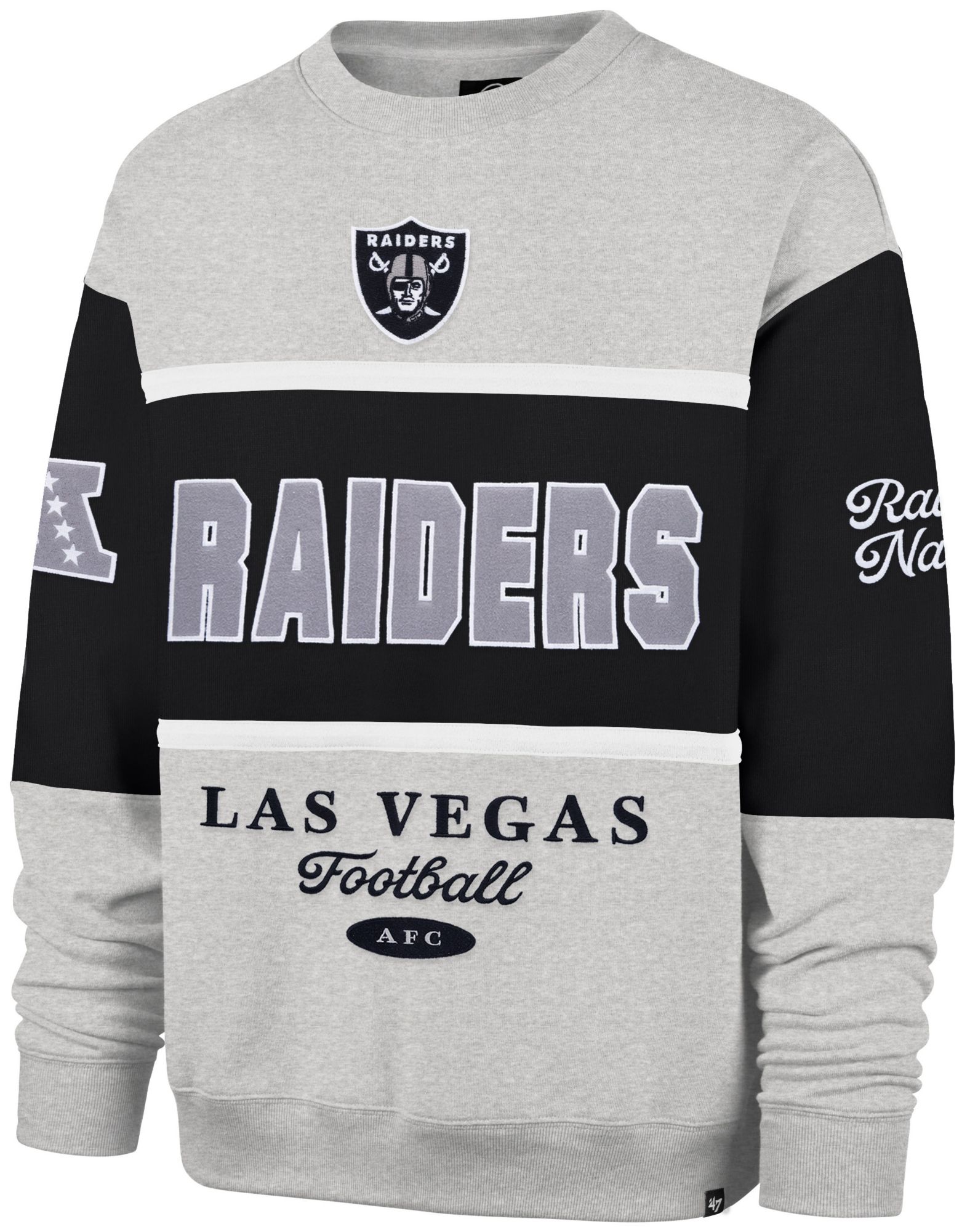 '47 Men's Las Vegas Raiders Blockfield Crewneck Sweatshirt