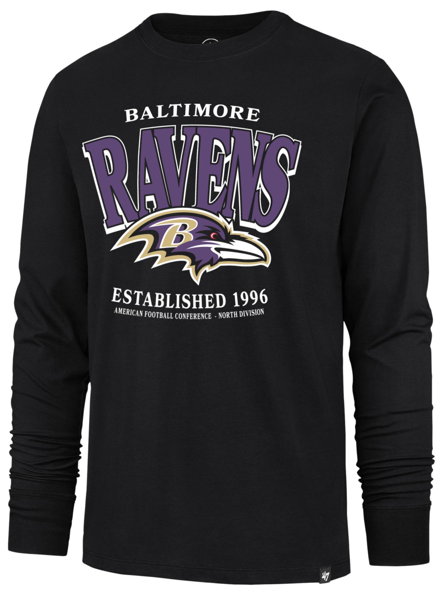'47 Men's Baltimore Ravens Black Checkdown Long Sleeve Shirt