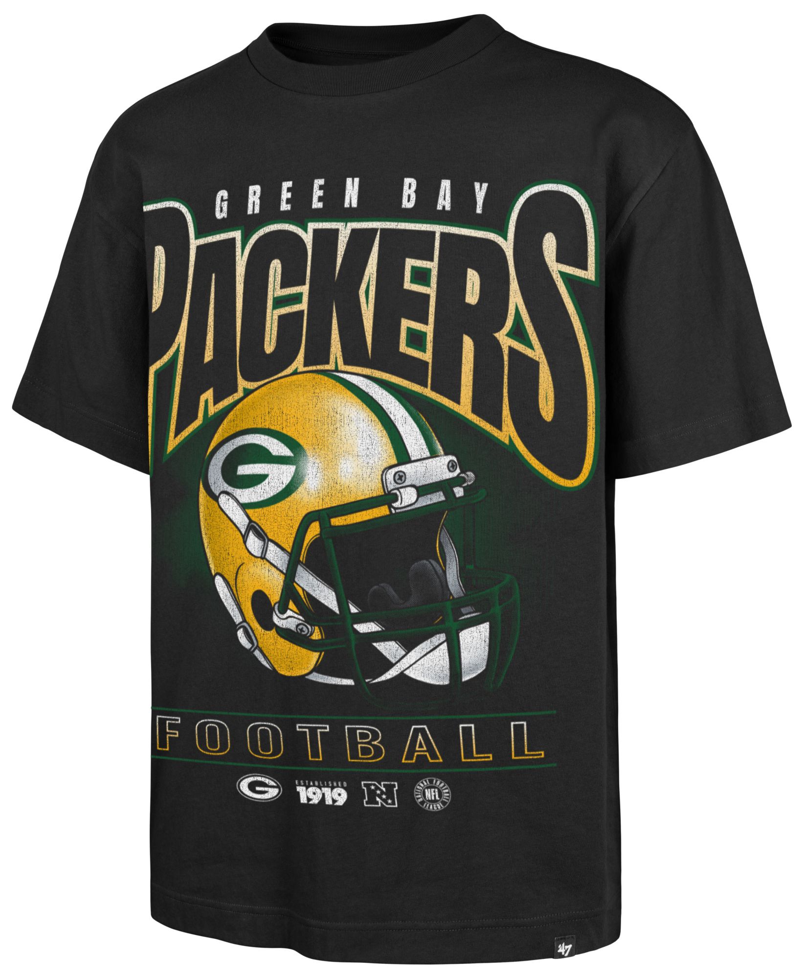 '47 Men's Green Bay Packers Black Helmet T-Shirt