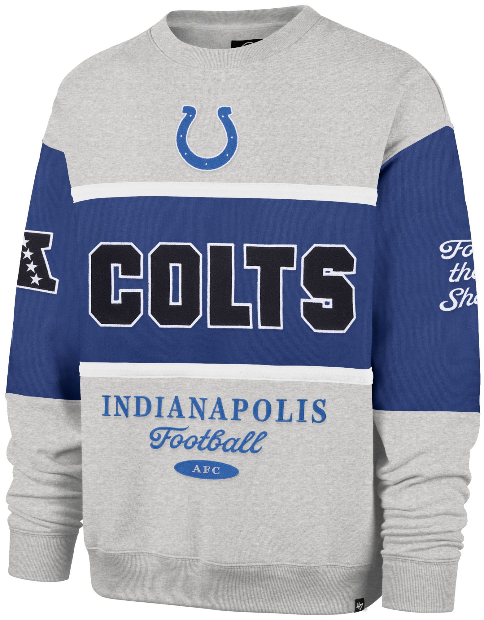 '47 Men's Indianapolis Colts Blue Blockfield Crewneck Sweatshirt
