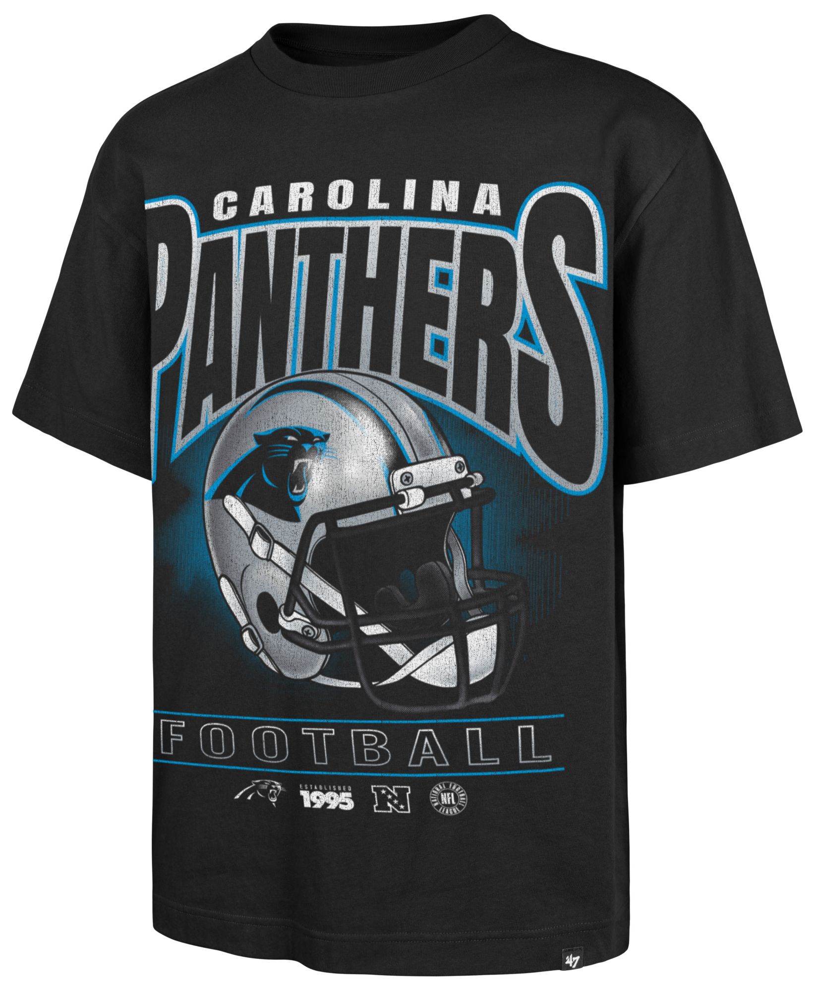 '47 Men's Carolina Panthers Black Helmet T-Shirt