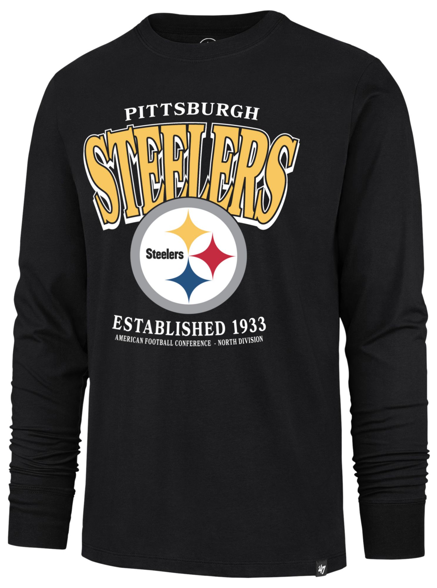 '47 Men's Pittsburgh Steelers Black Checkdown Long Sleeve Shirt