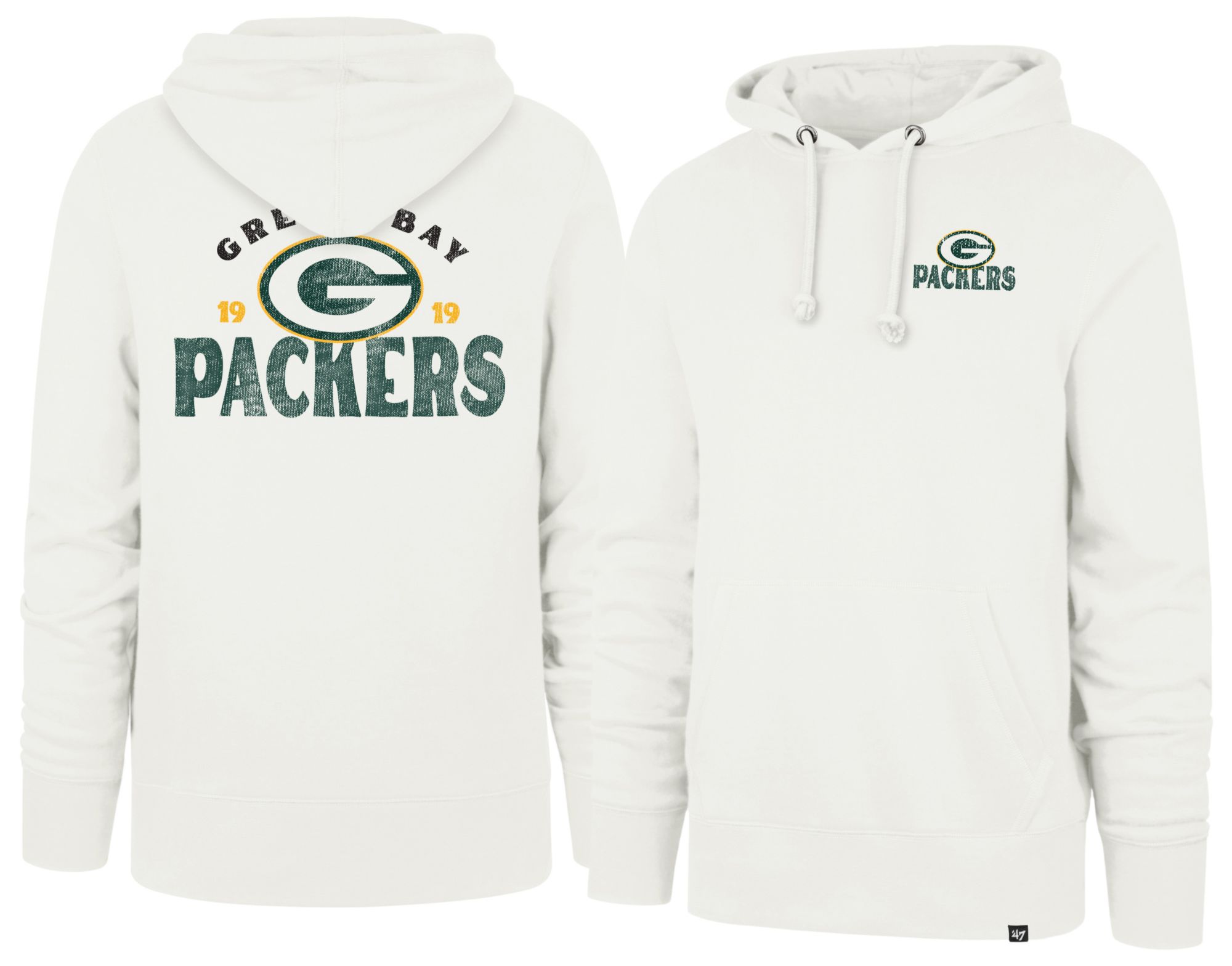 '47 Men's Green Bay Packers Sandstone Arcitext Headline Fleece Hoodie