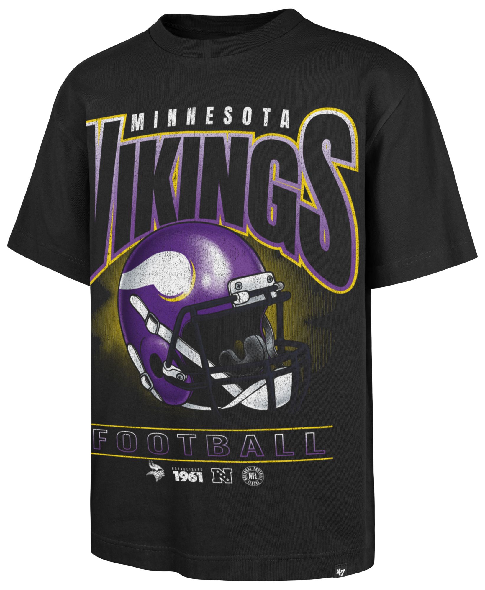 '47 Men's Minnesota Vikings Black Helmet T-Shirt