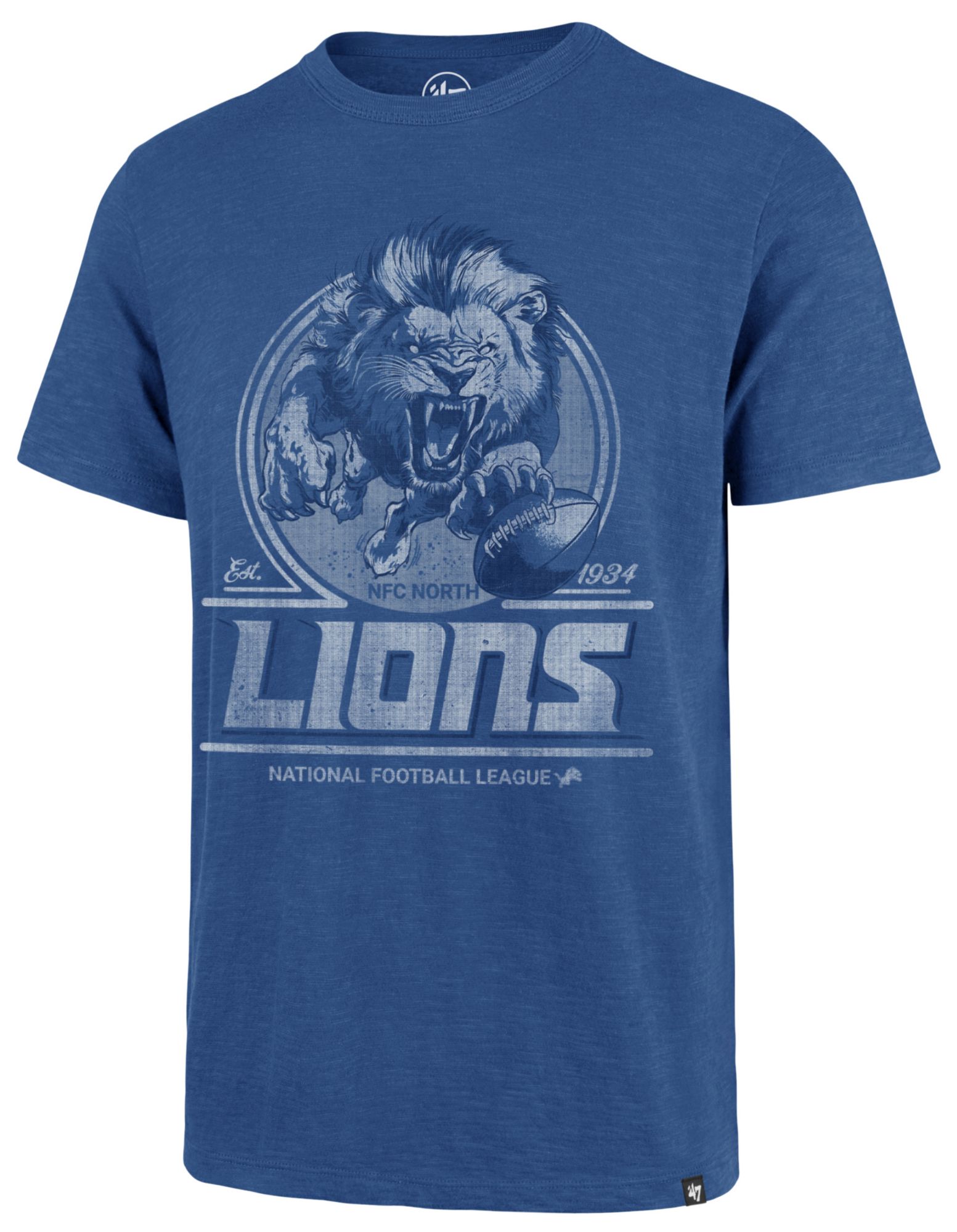 '47 Men's Detroit Lions Blue Mascot Scrum T-Shirt