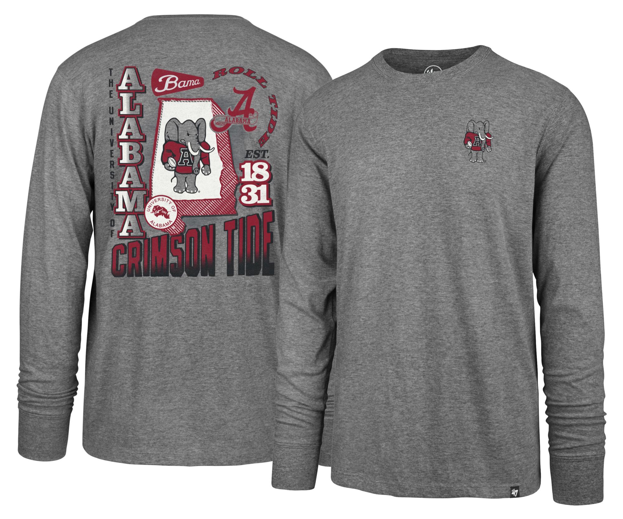 '47 Men's Alabama Crimson Tide Slate Grey Signing Day Long Sleeve Shirt