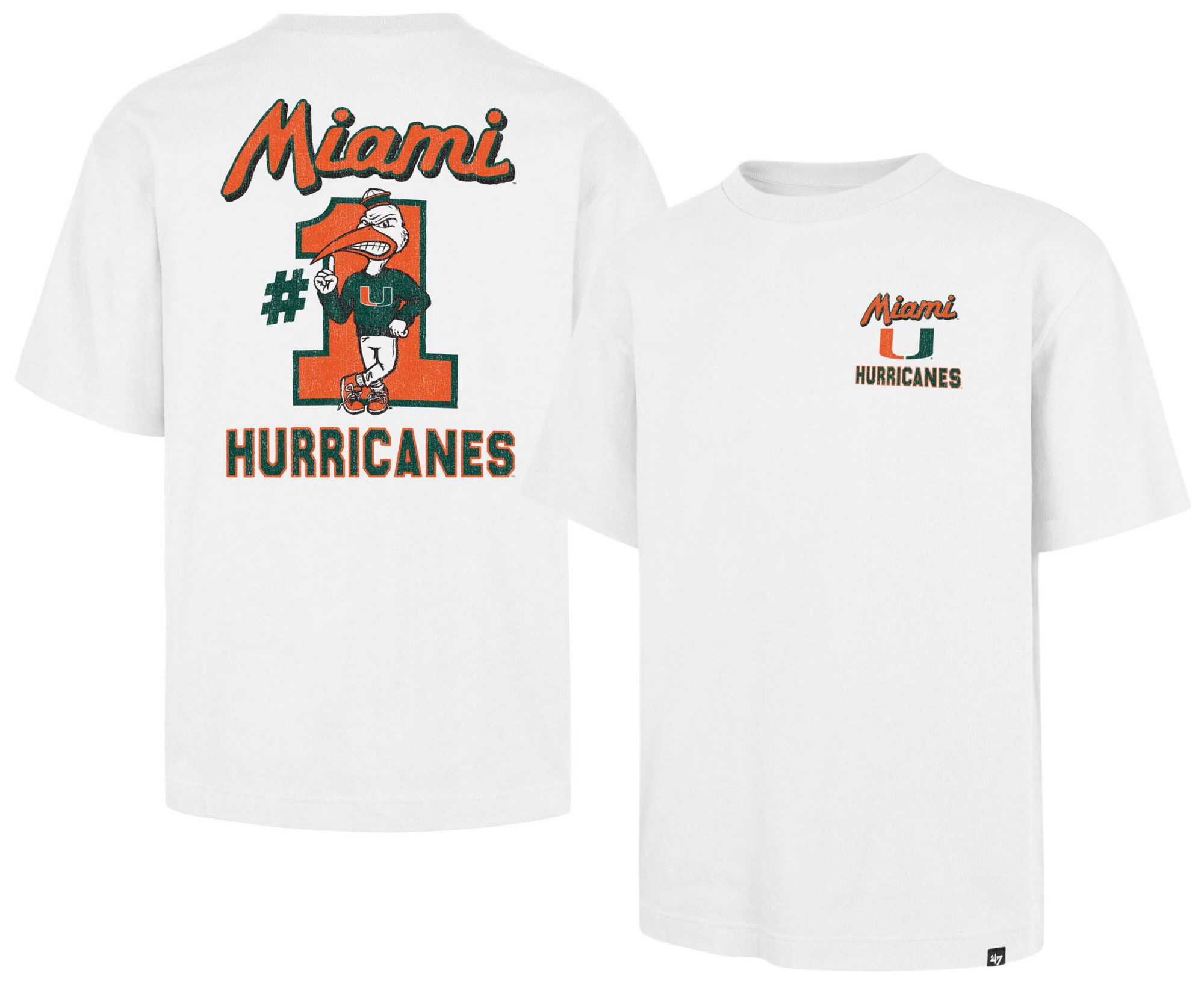'47 Men's Miami Hurricanes White Big and Tall T-Shirt
