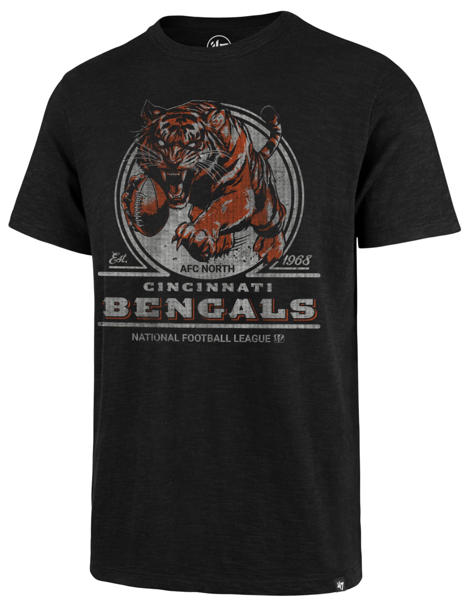 '47 Men's Cincinnati Bengals Jet Black Mascot Scrum T-Shirt