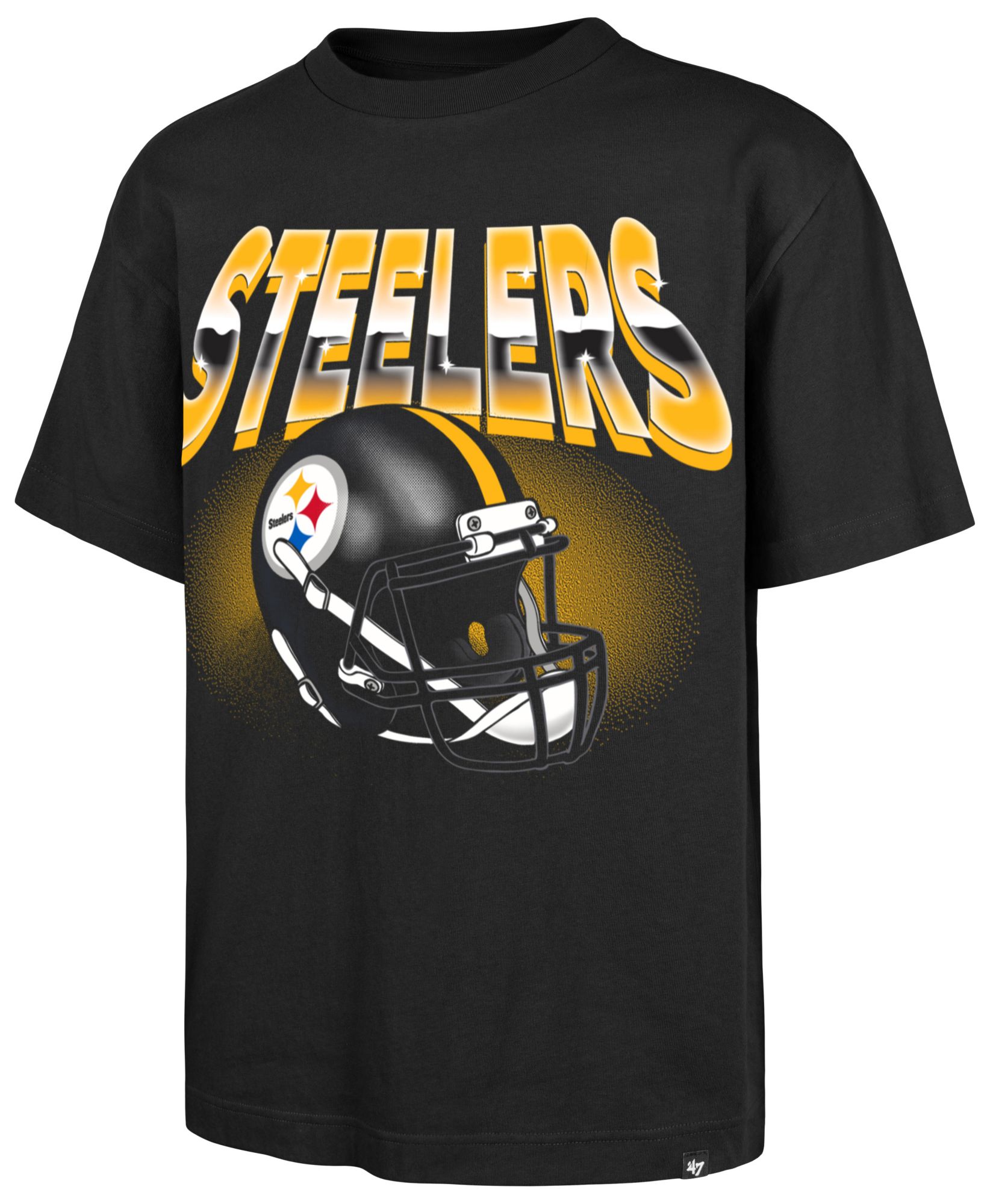 '47 Men's Pittsburgh Steelers Black Fade Foundation T-Shirt