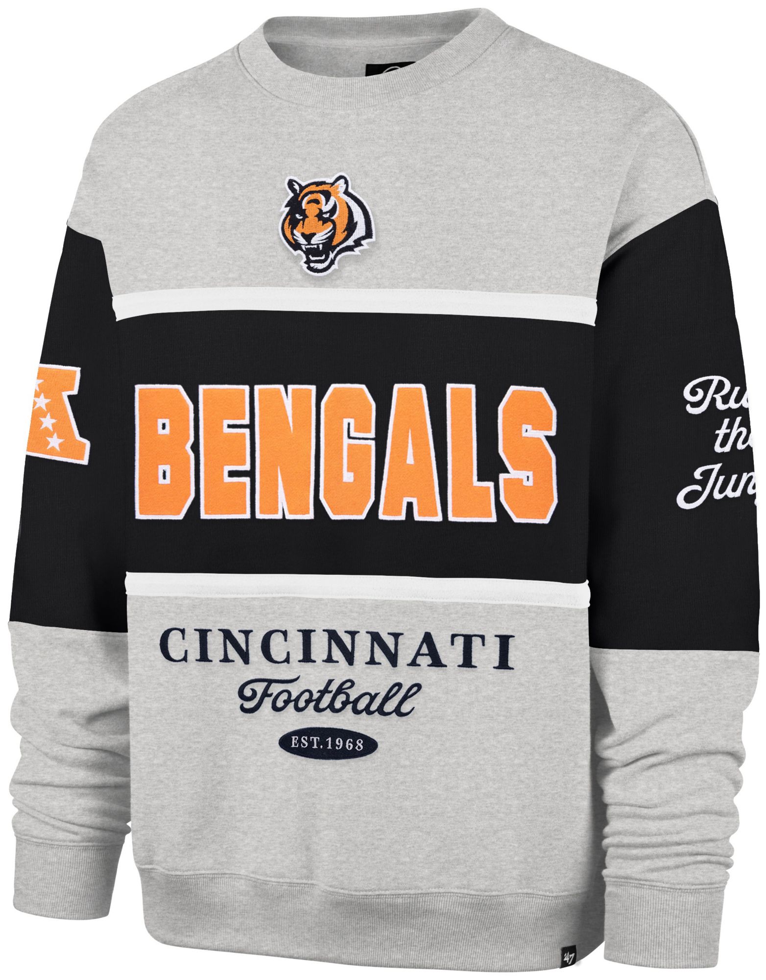 '47 Men's Cincinnati Bengals Black Blockfield Crewneck Sweatshirt