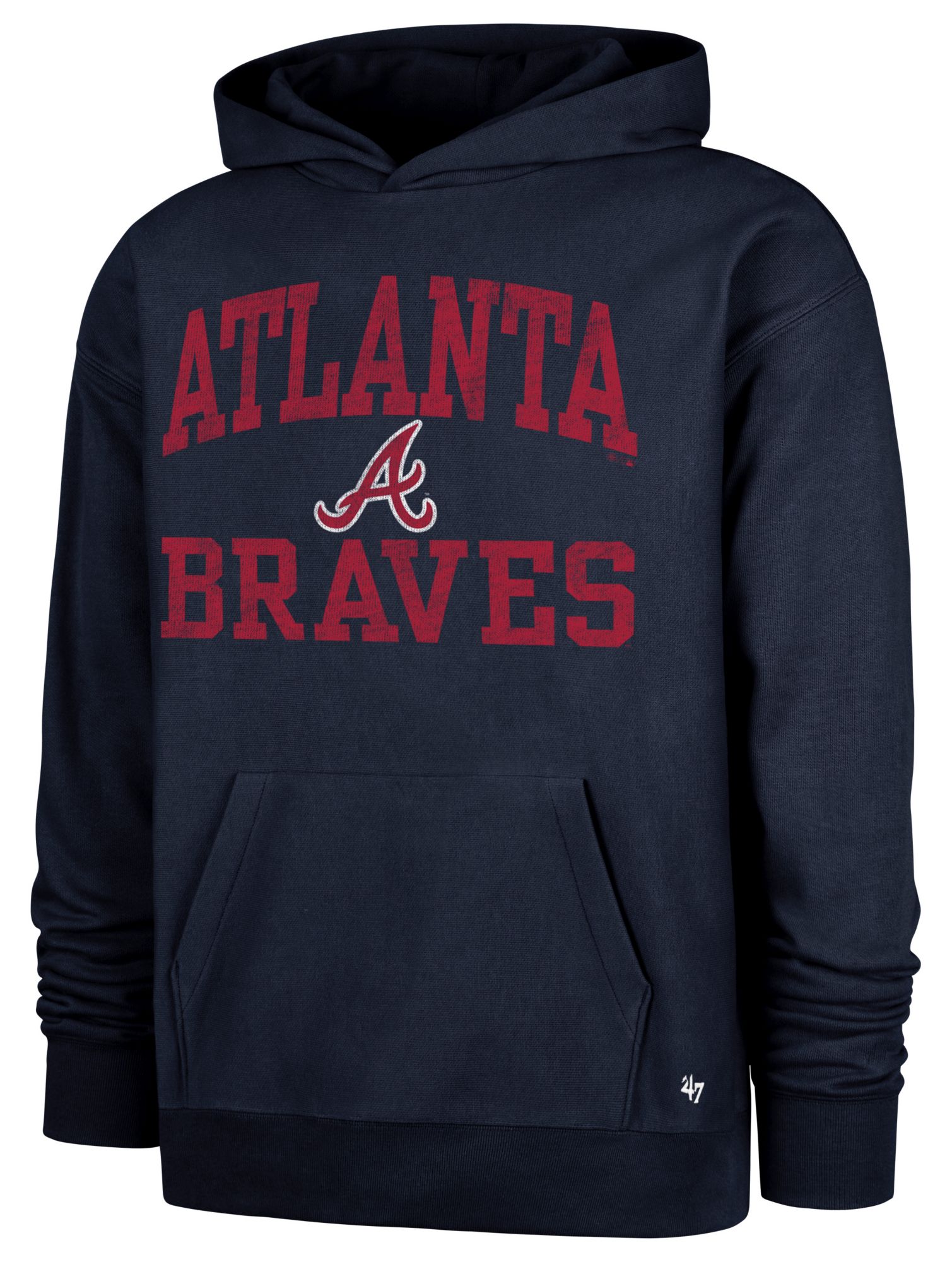 '47 Men's Atlanta Braves Navy Campus Stacked Foundation Hoodie
