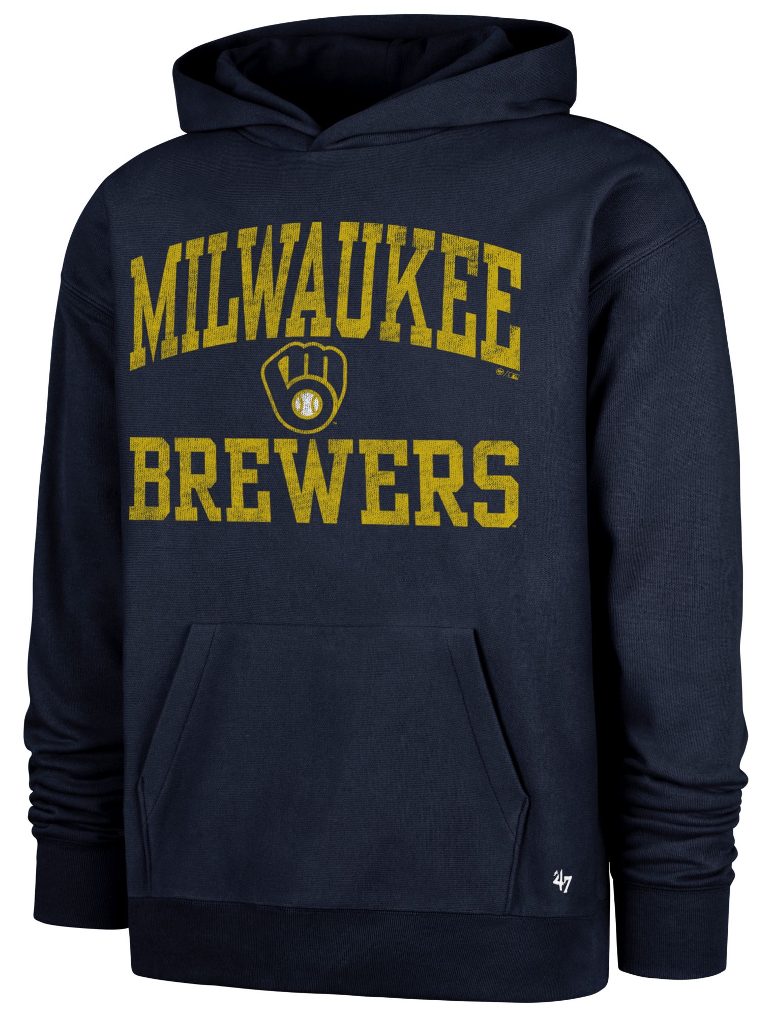 '47 Men's Milwaukee Brewers Navy Campus Stacked Foundation Hoodie
