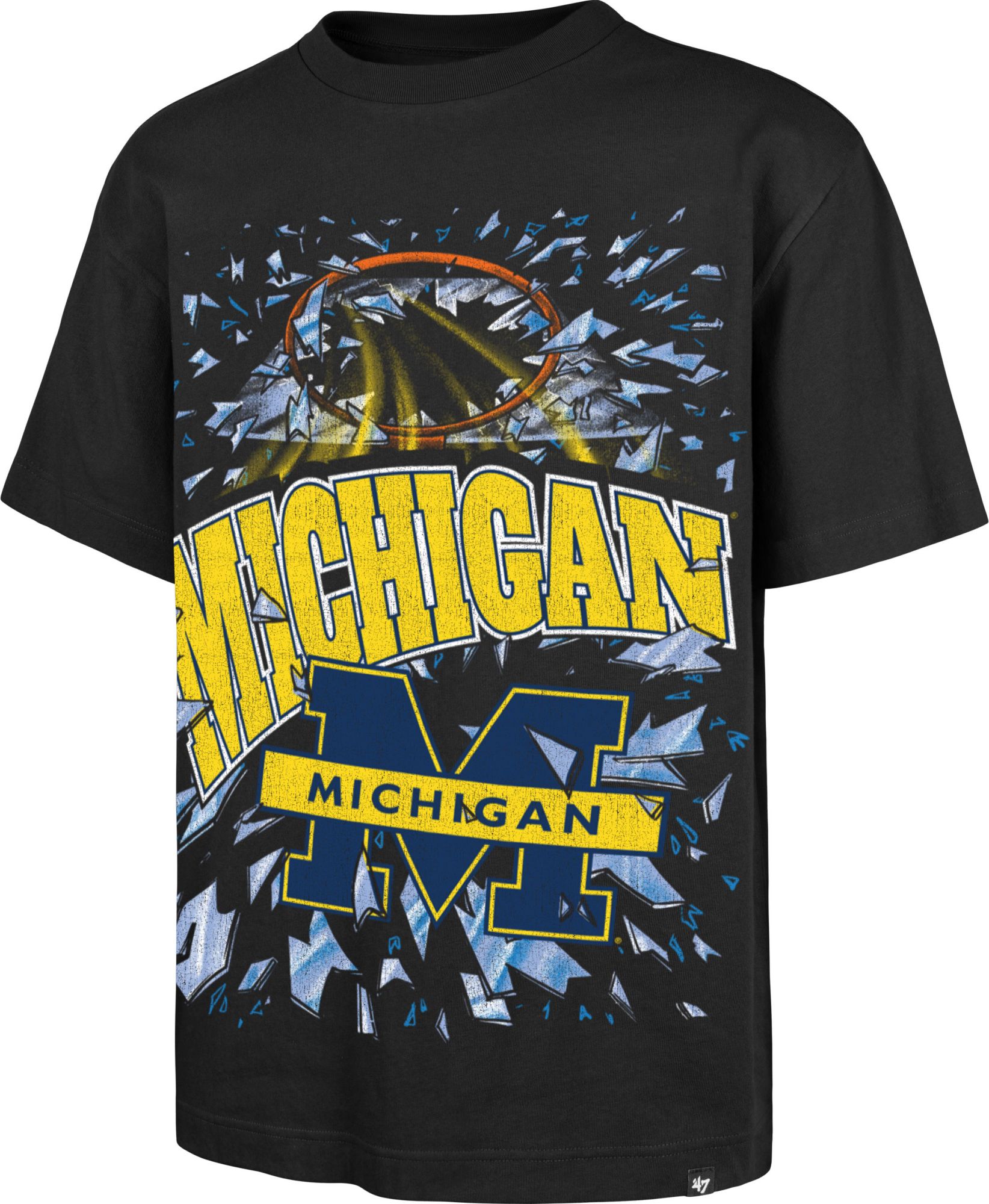 '47 Men's Michigan Wolverines Black Shattered Foundation T-Shirt