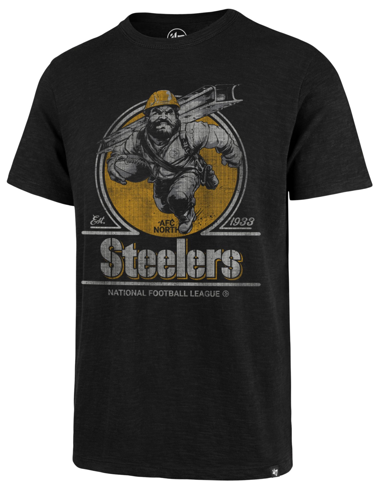 '47 Men's Pittsburgh Steelers Jet Black Mascot Scrum T-Shirt