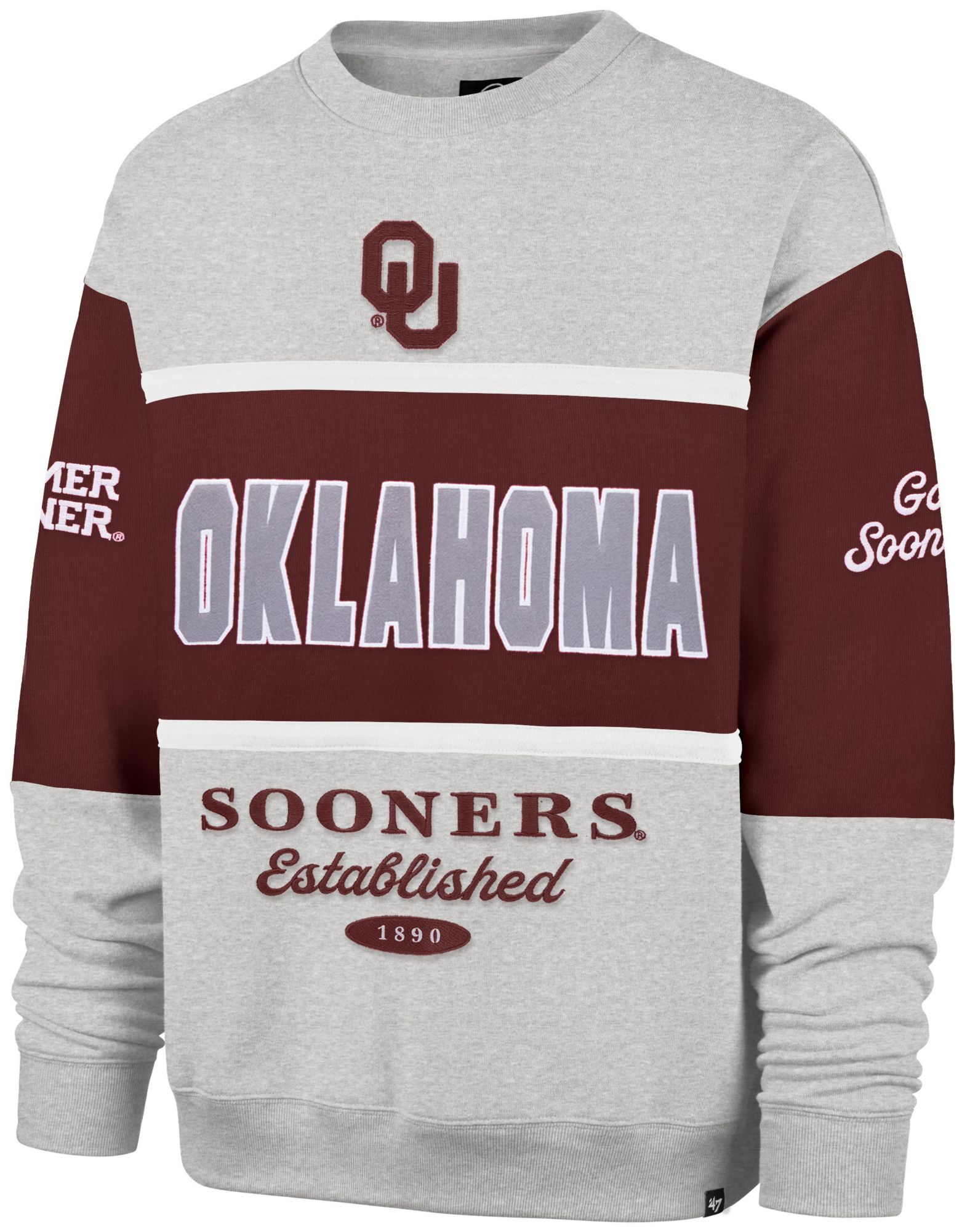 '47 Men's Oklahoma Sooners Red Maximalist Crewneck Sweatshirt