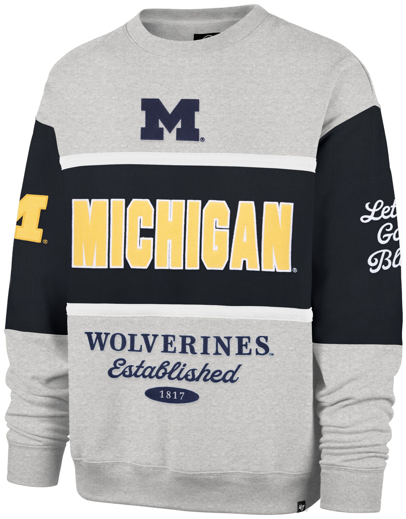 '47 Men's Michigan Wolverines Atlas Blue Maximalist Crewneck Sweatshirt