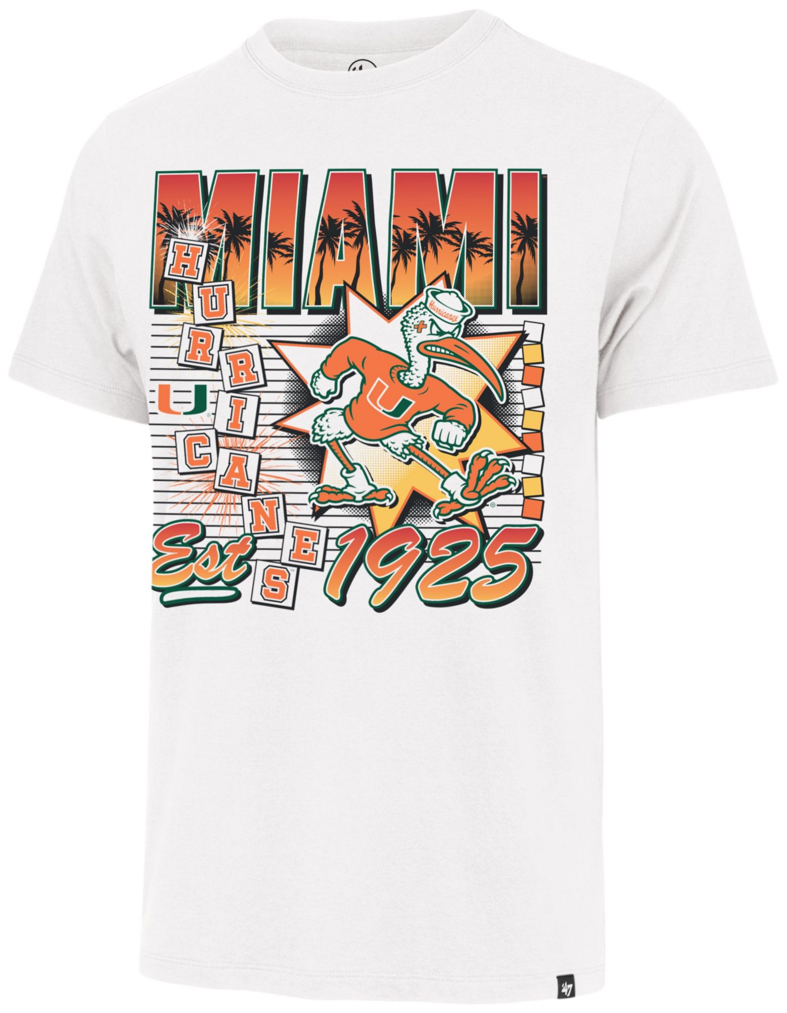 '47 Men's Miami Hurricanes White Wash Regional Franklin T-Shirt