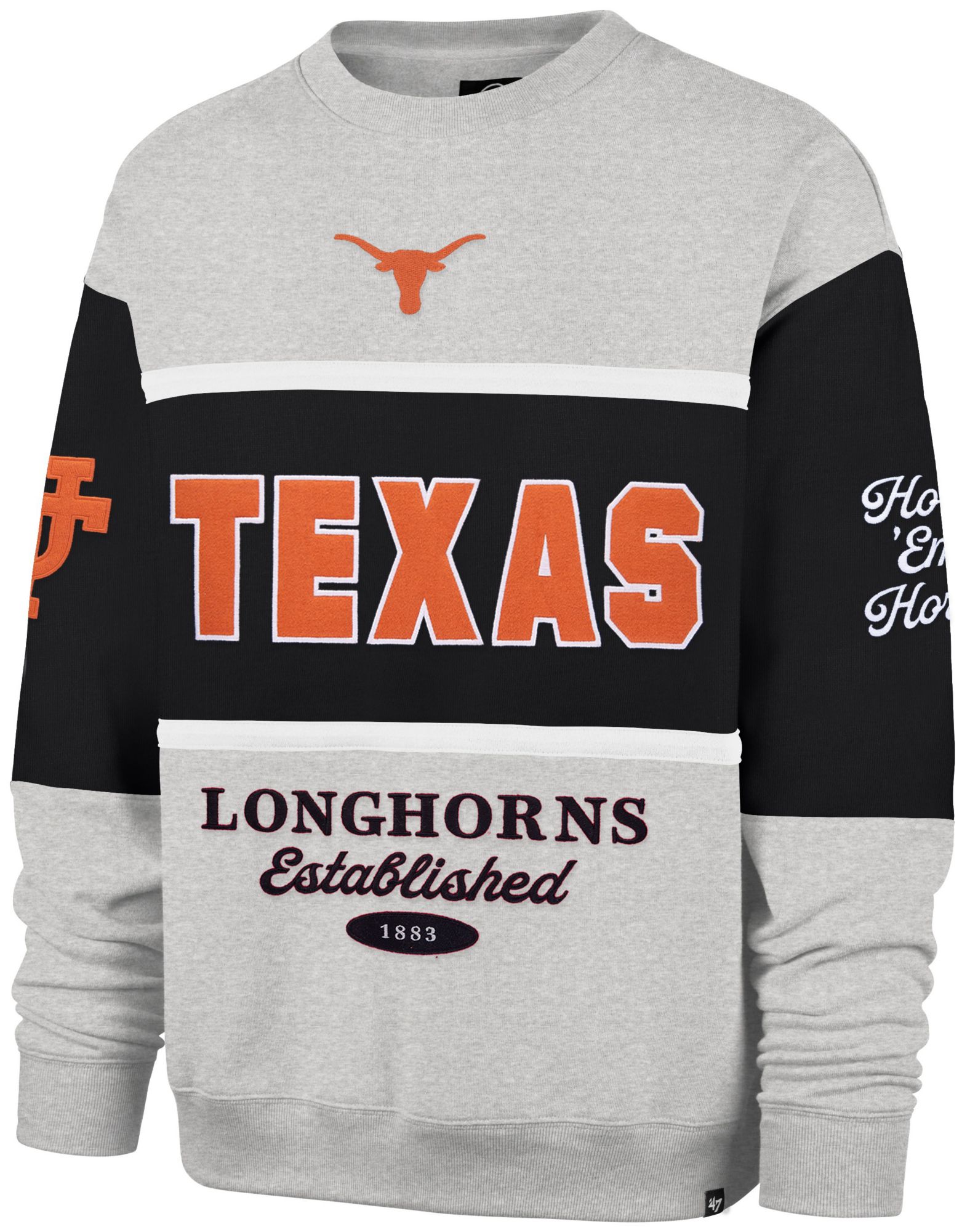 '47 Men's Texas Longhorns Black Maximalist Crewneck Sweatshirt