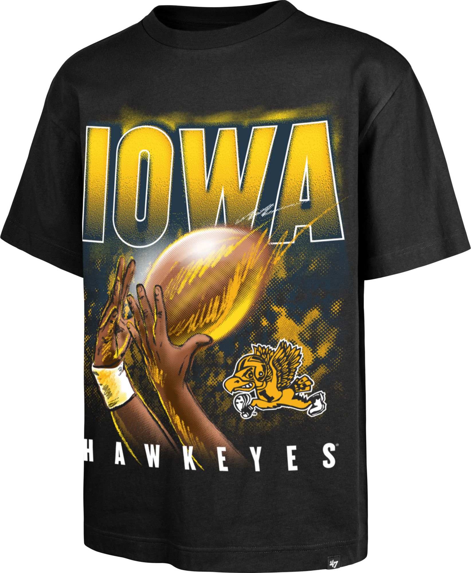 '47 Men's Iowa Hawkeyes Black Fingertip Catch T-Shirt