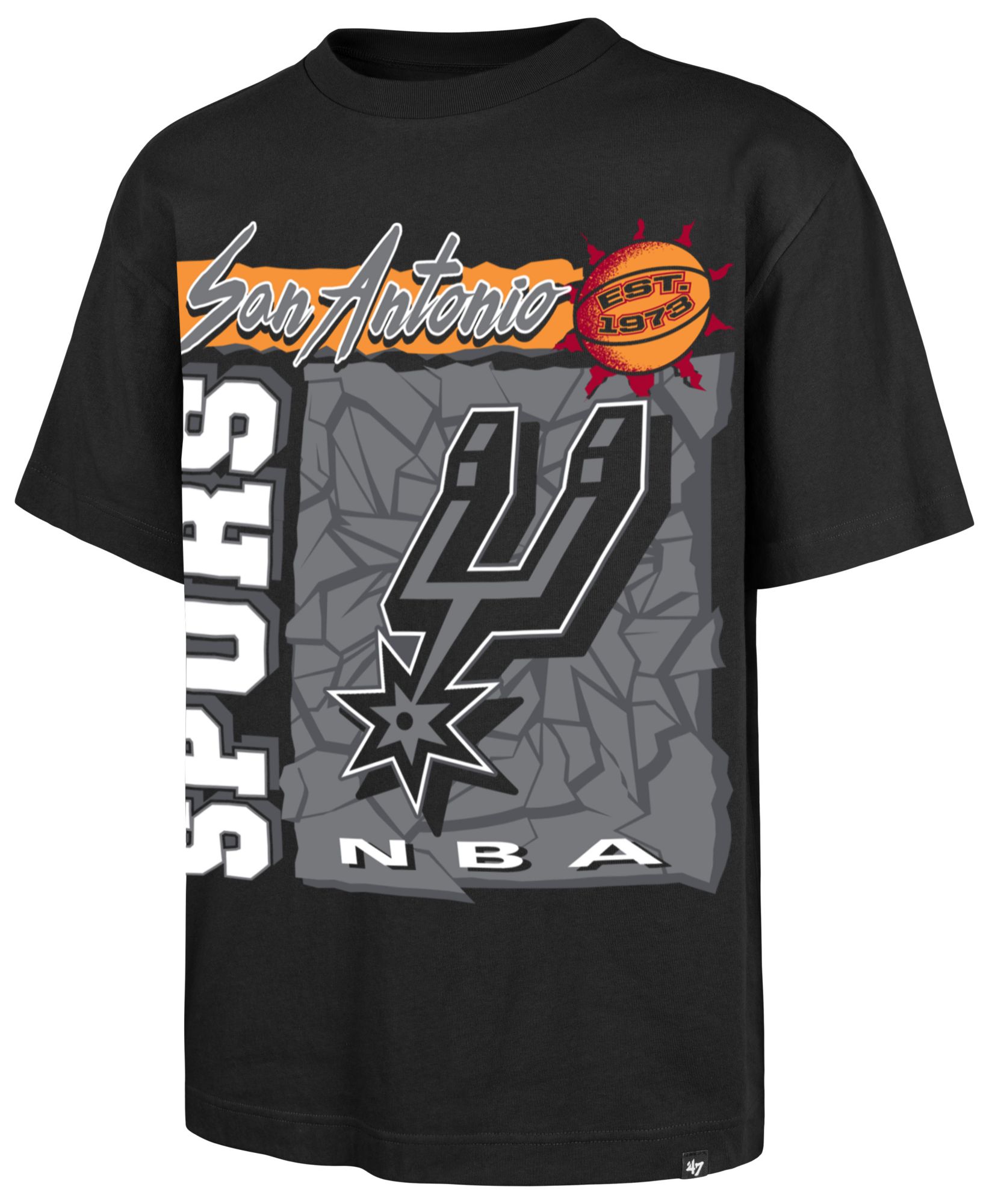 '47 Men's San Antonio Spurs Black Side Step Foundation T-Shirt
